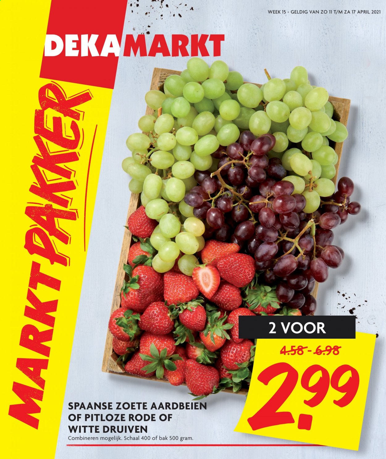 thumbnail - DekaMarkt-aanbieding - 11-4-2021 - 17-4-2021 -  producten in de aanbieding - aardbeien, druiven. Pagina 1.
