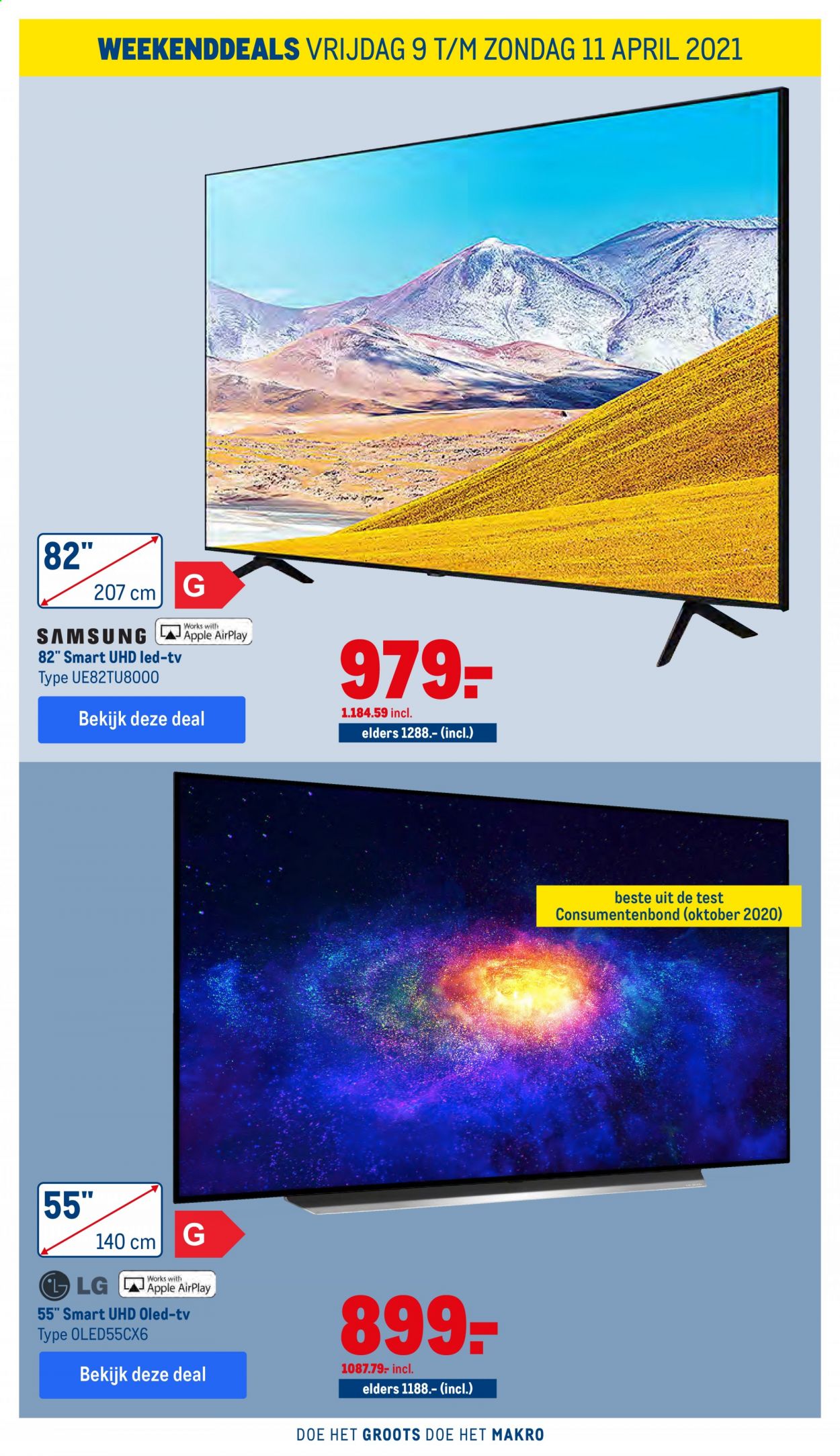 thumbnail - Makro-aanbieding - 9-4-2021 - 11-4-2021 -  producten in de aanbieding - LG, Samsung, TV. Pagina 2.