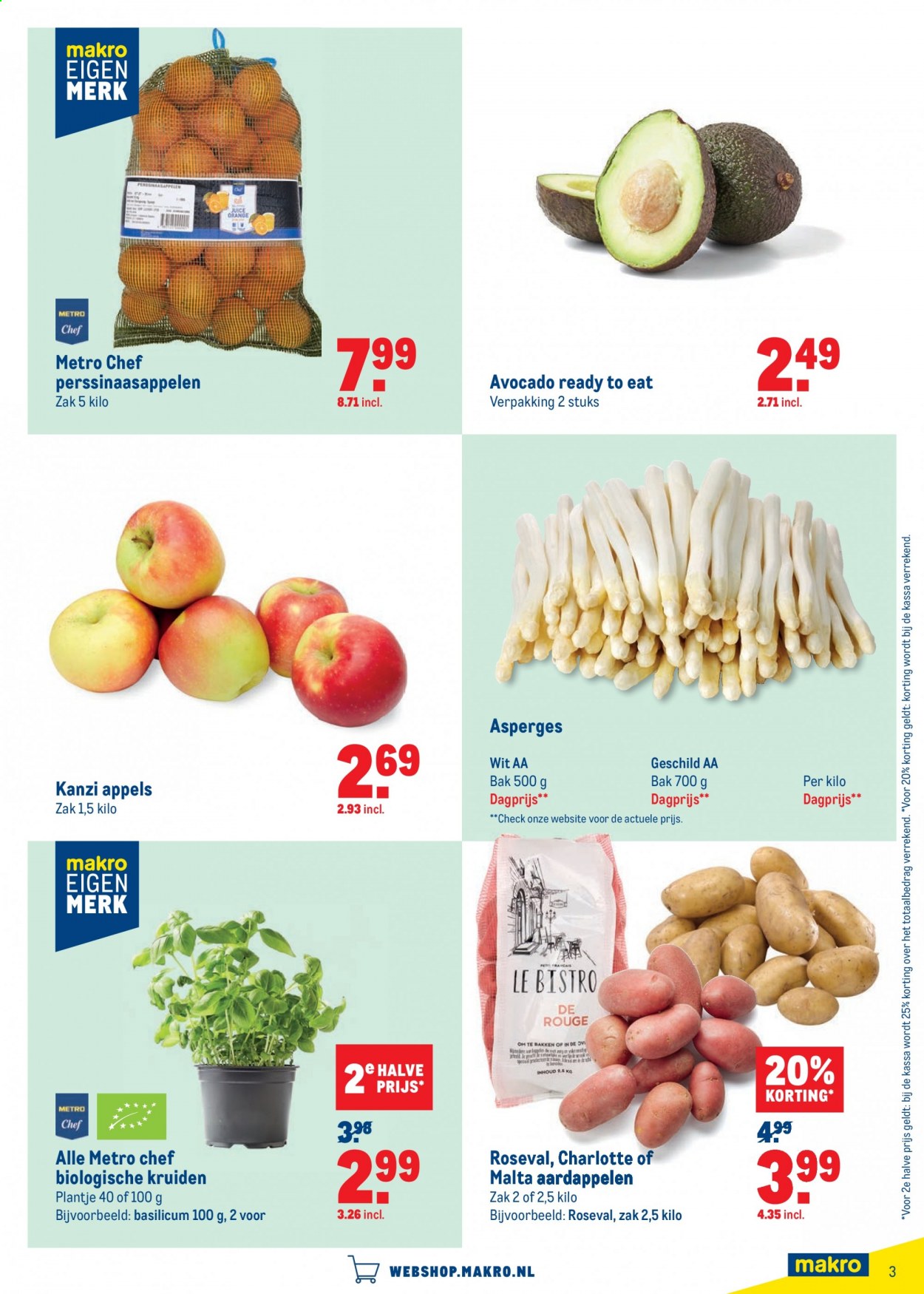thumbnail - Makro-aanbieding - 28-4-2021 - 11-5-2021 -  producten in de aanbieding - aardappelen, asperges, appels, avocado, perssinaasappelen, basilicum. Pagina 3.