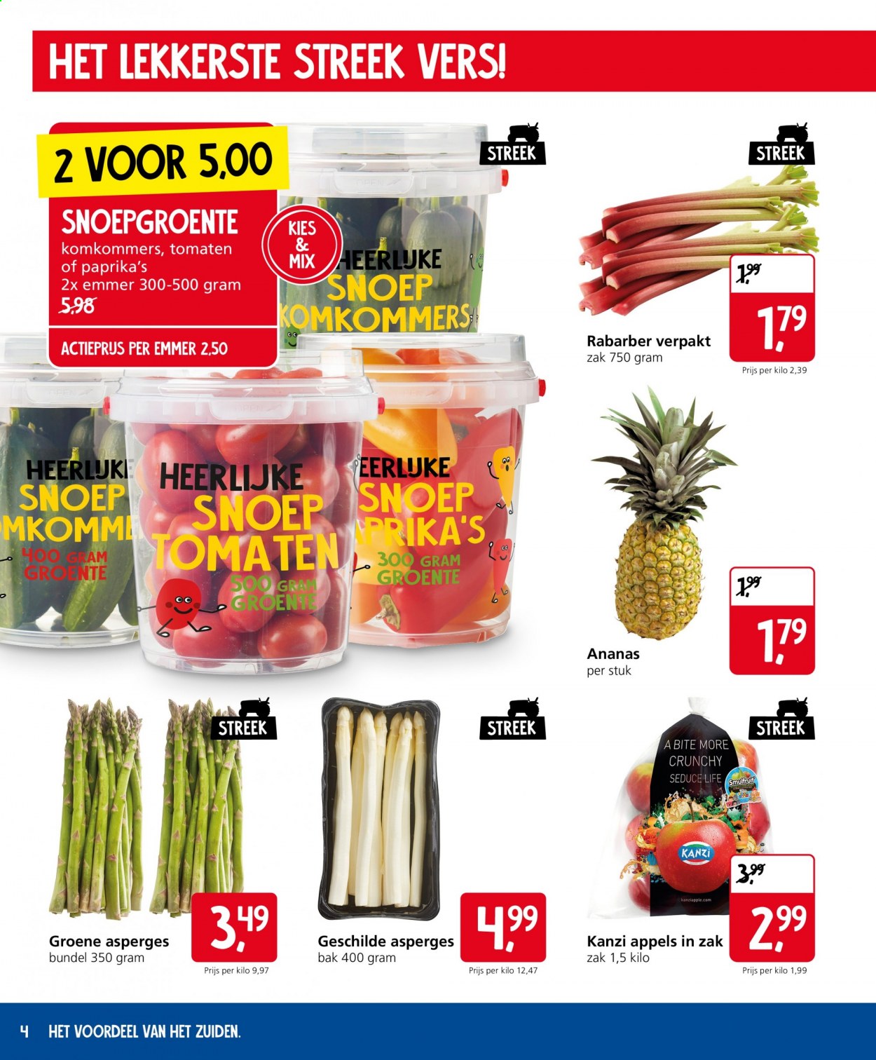 thumbnail - Jan Linders-aanbieding - 3-5-2021 - 9-5-2021 -  producten in de aanbieding - asperges, rabarber, tomaten, groene asperges, appels, ananas. Pagina 4.