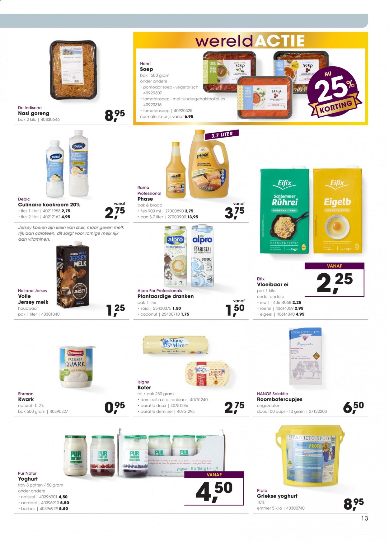 thumbnail - Hanos-aanbieding - 3-5-2021 - 16-5-2021 -  producten in de aanbieding - vegetarisch eten, yoghurt, griekse yoghurt, melk, ei, Rama, kookroom. Pagina 13.