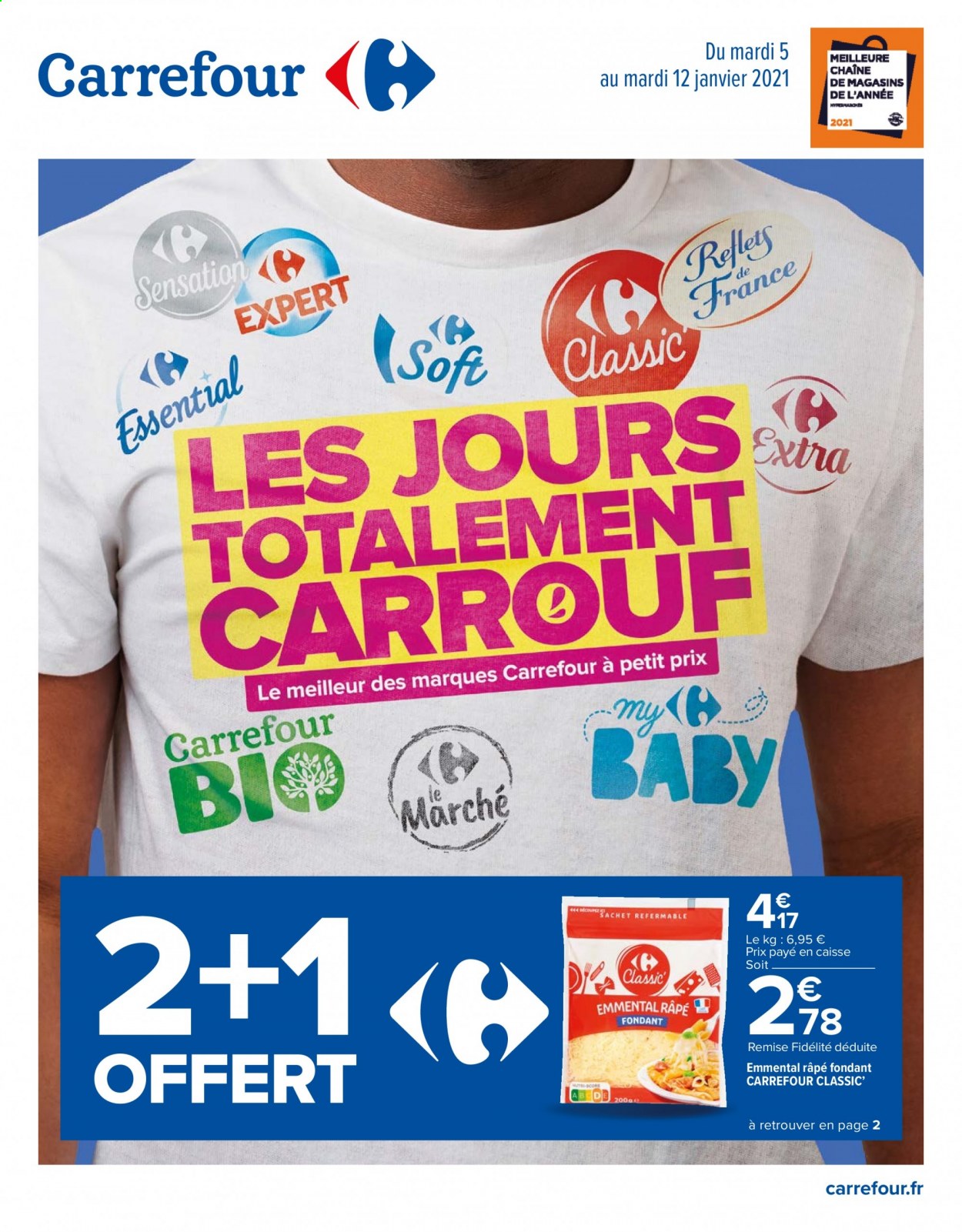 thumbnail - Catalogue Carrefour Hypermarchés - 05/01/2021 - 12/01/2021 - Produits soldés - emmental, fromage, fromage râpé. Page 1.