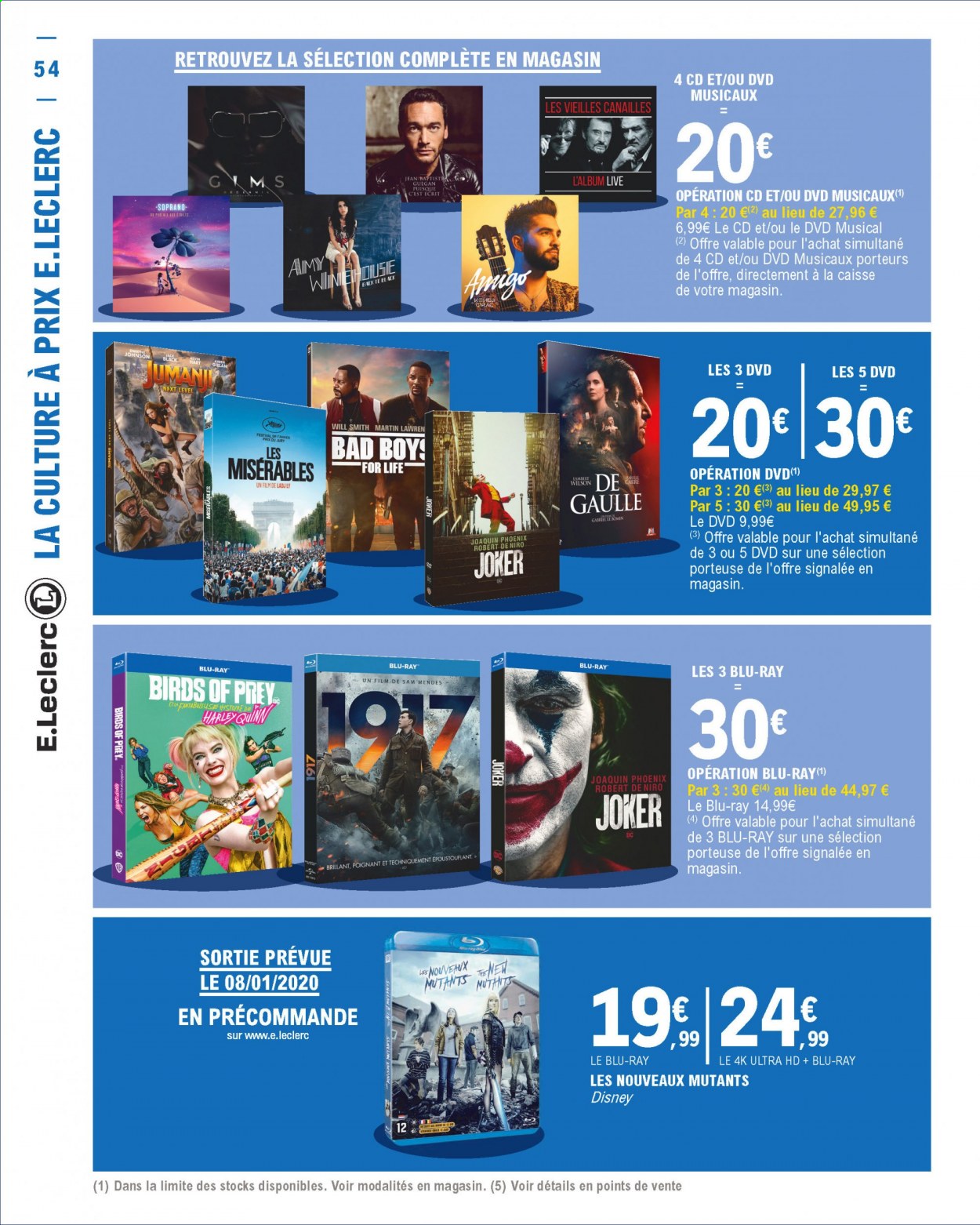 thumbnail - Catalogue E.Leclerc - 05/01/2021 - 16/01/2021 - Produits soldés - Disney, Joker, DVD, jeans. Page 54.