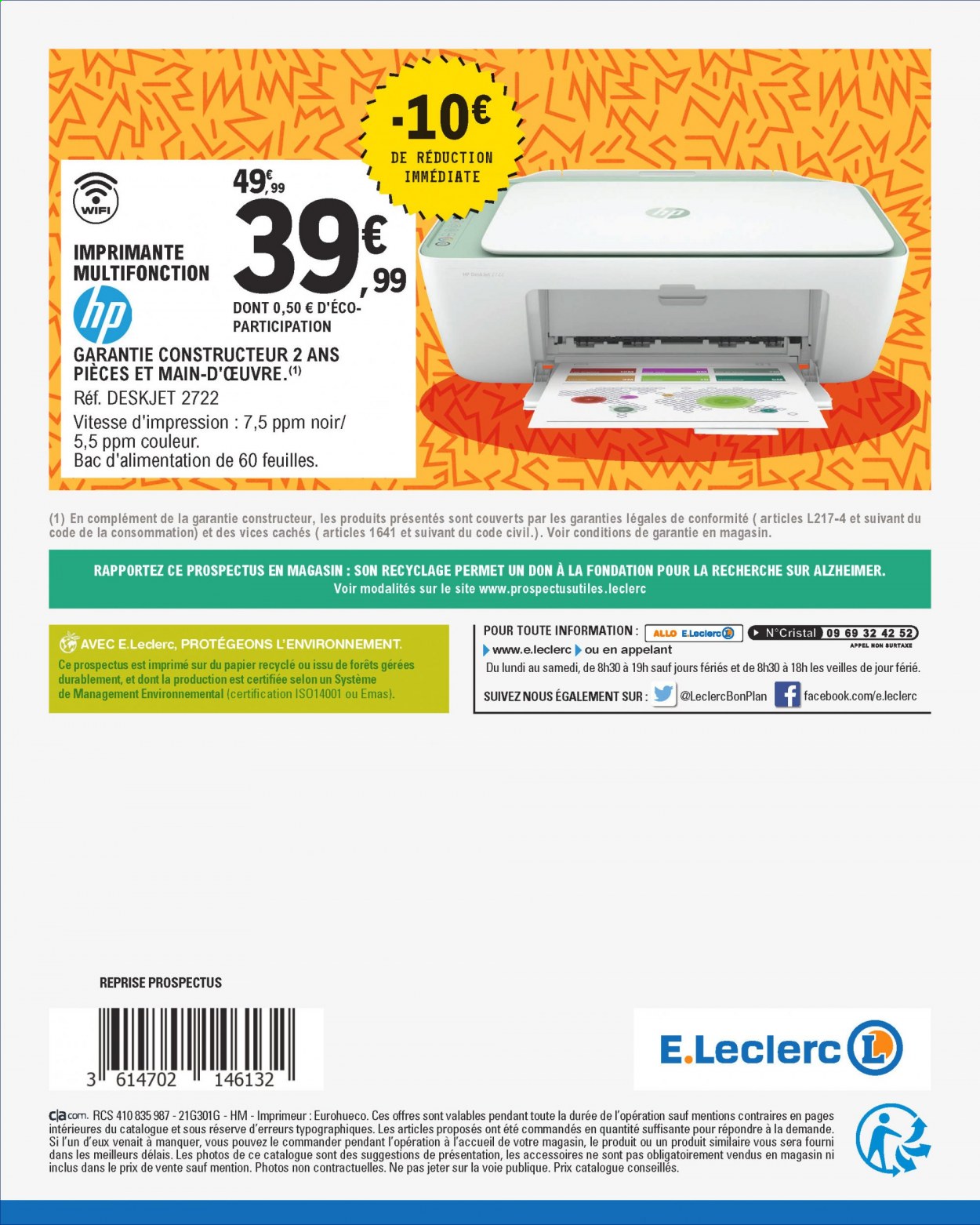 thumbnail - Catalogue E.Leclerc - 05/01/2021 - 16/01/2021 - Produits soldés - Hewlett Packard, imprimante. Page 64.