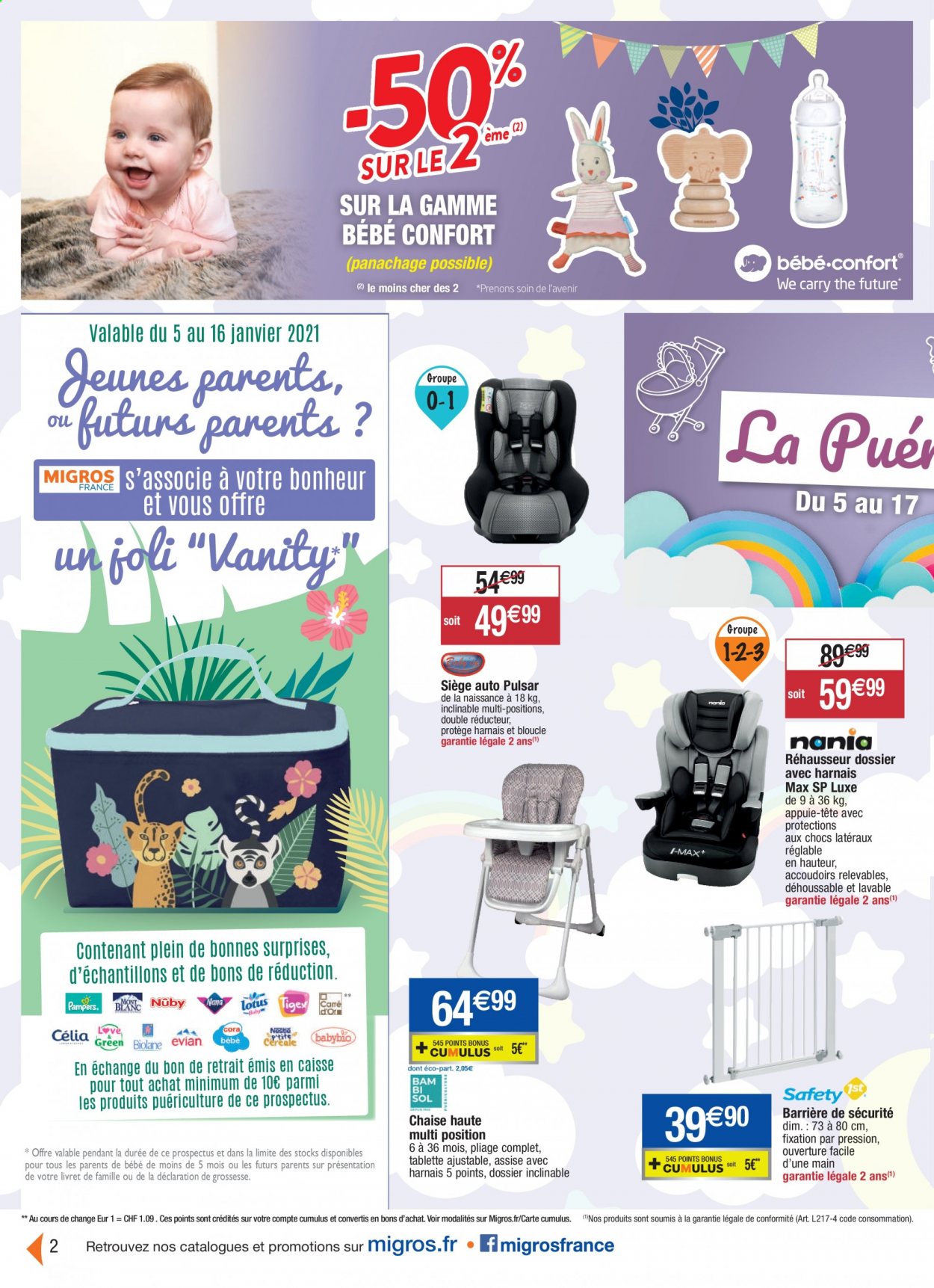 thumbnail - Catalogue Migros France - 05/01/2021 - 17/01/2021 - Produits soldés - tablette, réhausseur, chaise, chaise de bar, siège auto. Page 3.