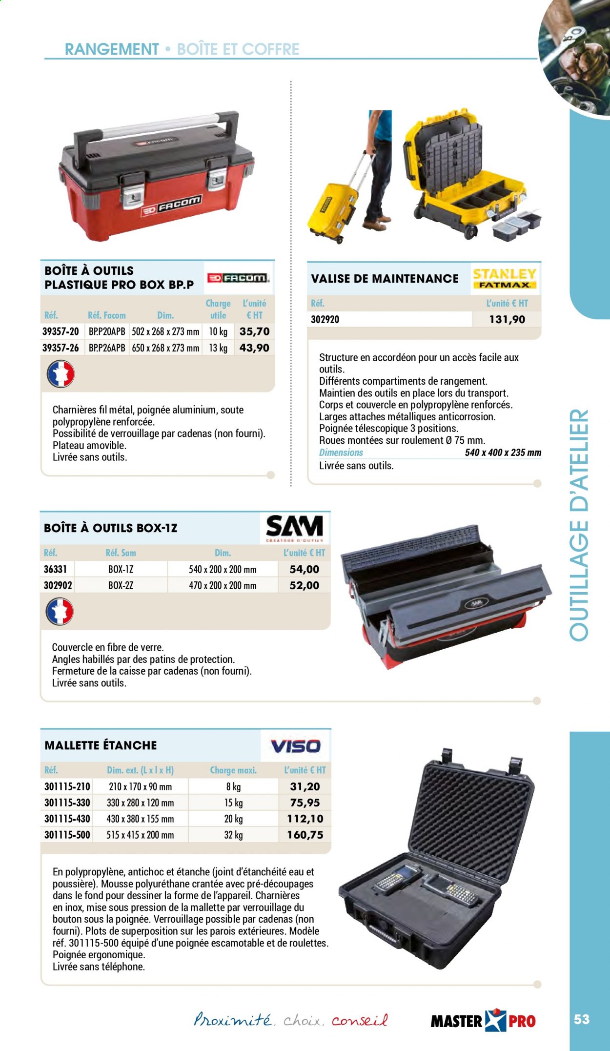 thumbnail - Catalogue Master Pro - 01/01/2021 - 31/12/2021 - Produits soldés - valise, mousse de polyuréthane, boîte à outils. Page 55.