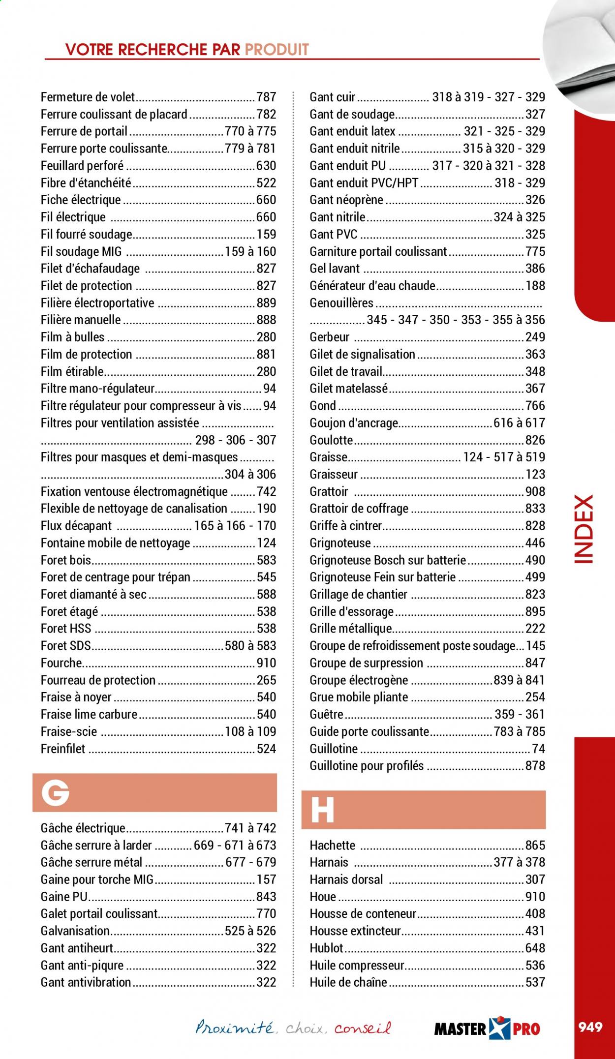 thumbnail - Catalogue Master Pro - 01/01/2021 - 31/12/2021 - Produits soldés - Bosch, groupe électrogène, vis, scie, houe, compresseur. Page 951.