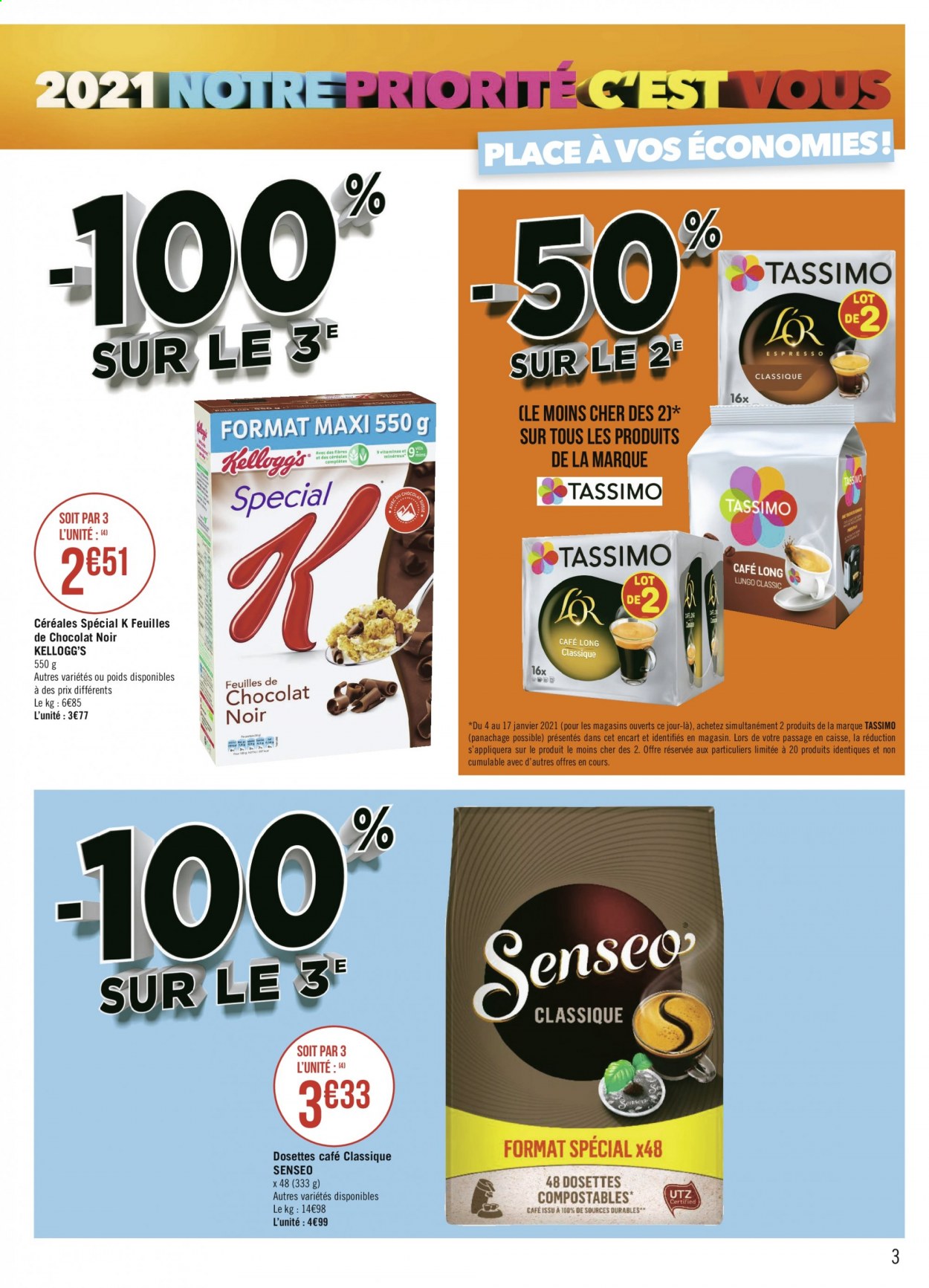 thumbnail - Catalogue Géant Casino - 04/01/2021 - 17/01/2021 - Produits soldés - Kellogg's, céréales, café, Senseo. Page 3.