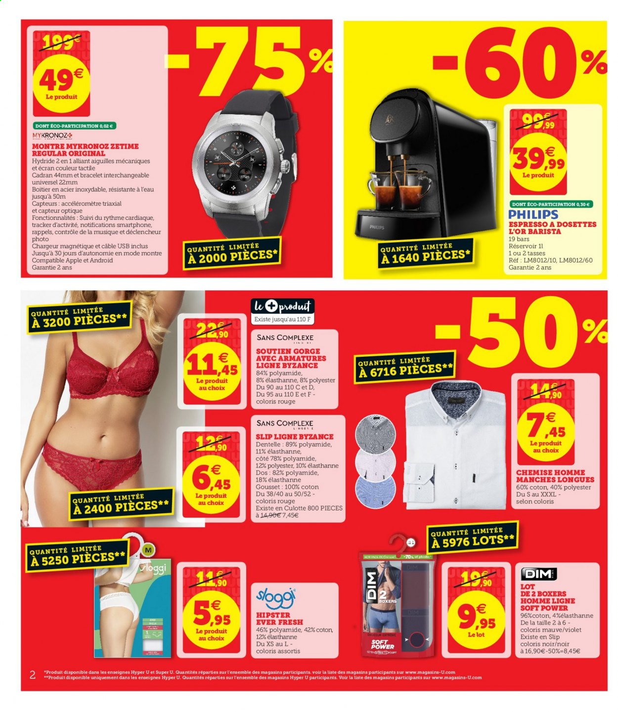 thumbnail - Catalogue HYPER U - 05/01/2021 - 24/01/2021 - Produits soldés - Philips, smartphone, montre, chemise, slip, soutien-gorge, boxers, culotte, bracelet. Page 2.