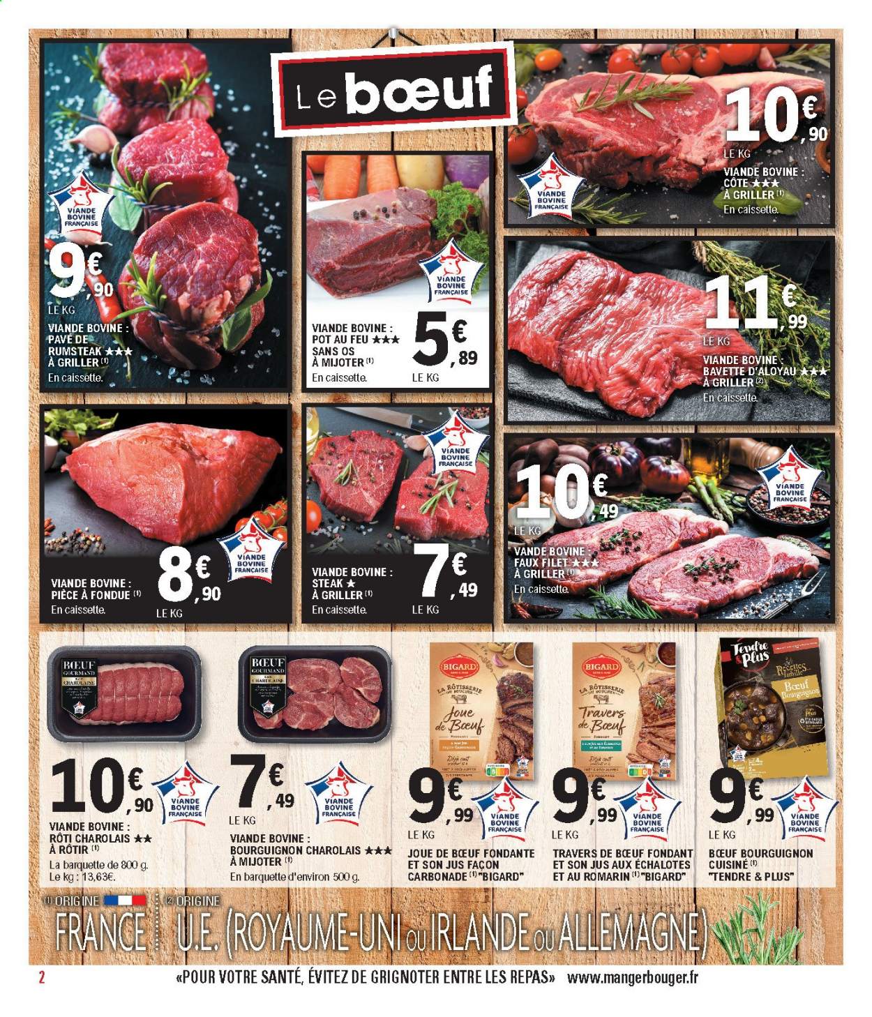 Catalogue E.Leclerc - 05/01/2021 - 17/01/2021 - Produits soldés - steak, pièce à fondue, viande bovine, romarin, jus, grill, pavés. Page 2.