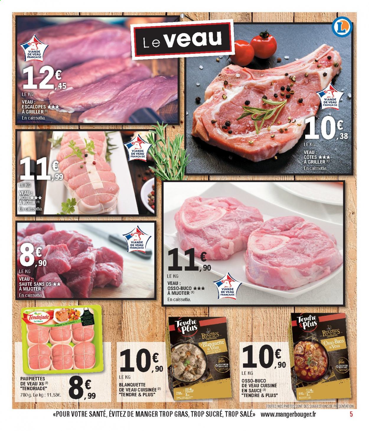 thumbnail - Catalogue E.Leclerc - 05/01/2021 - 17/01/2021 - Produits soldés - escalope, sauté de porc, paupiette. Page 5.