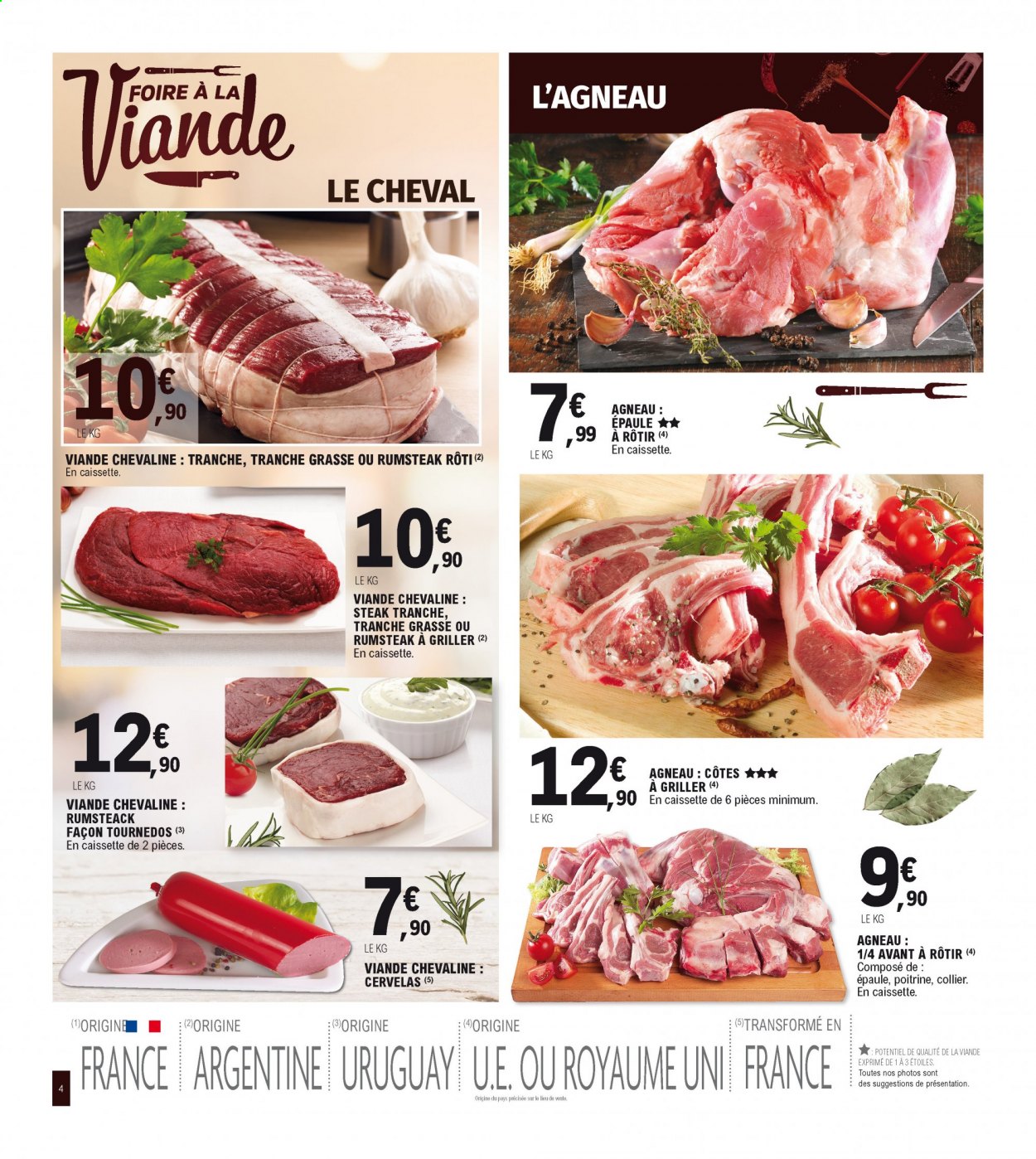 Catalogue E.Leclerc - 02/01/2021 - 09/01/2021 - Produits soldés - steak, agneau, cervelas, grill. Page 4.