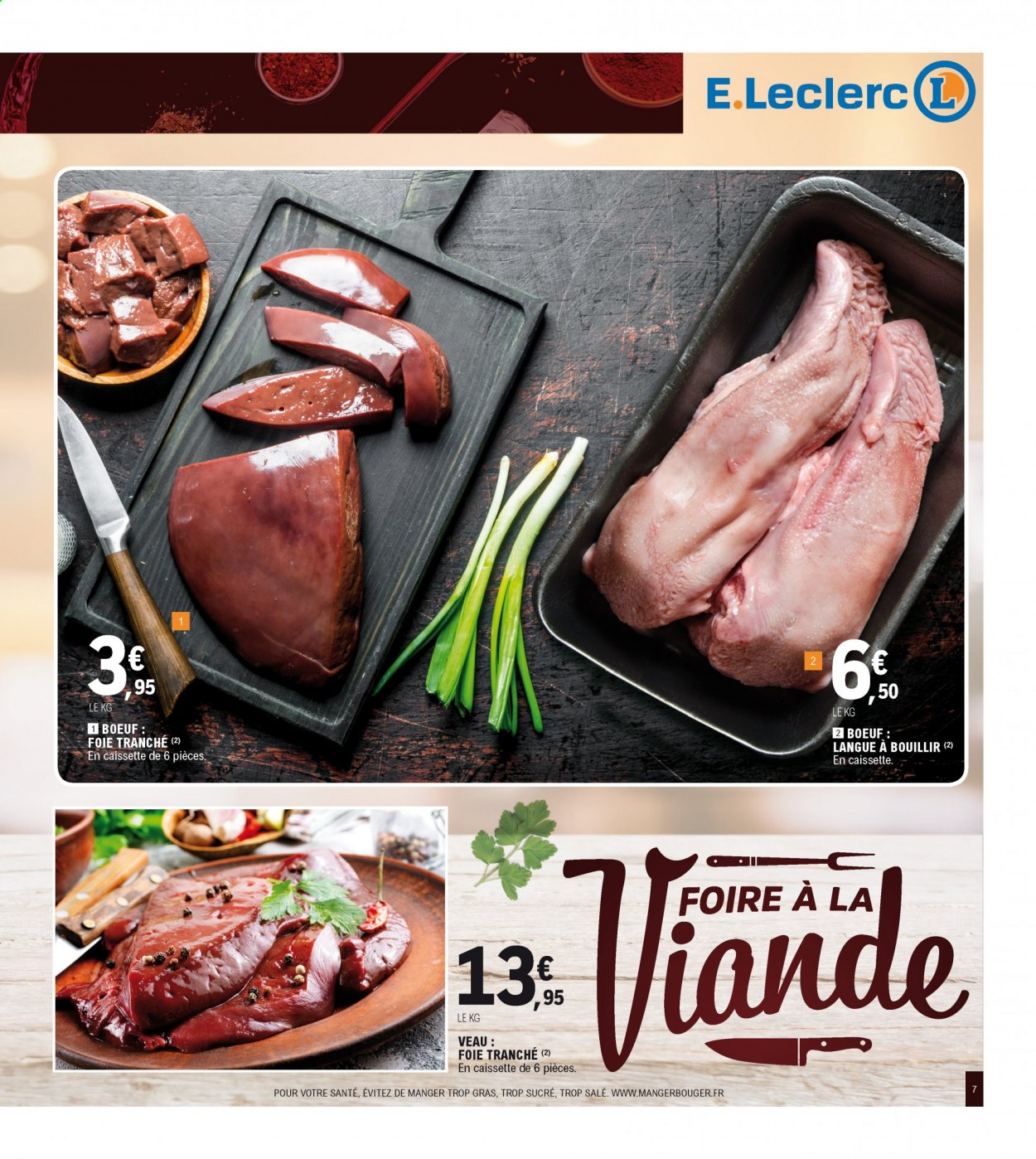 Catalogue E.Leclerc - 02/01/2021 - 09/01/2021 - Produits soldés - foie, viande de veau. Page 7.
