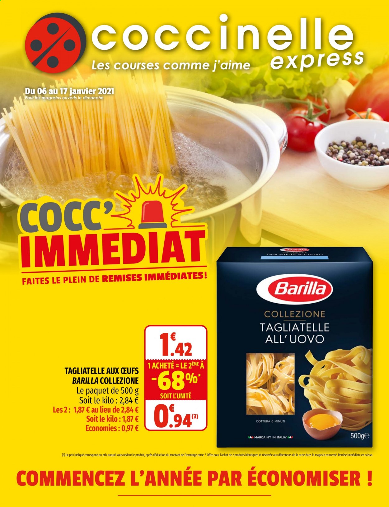 thumbnail - Catalogue Coccinelle Express - 06/01/2021 - 17/01/2021 - Produits soldés - Barilla, tagliatelles. Page 1.