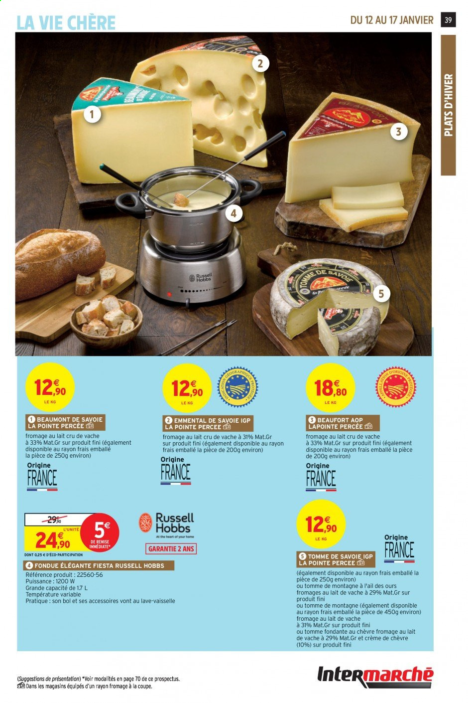 thumbnail - Catalogue Intermarché Super - 12/01/2021 - 17/01/2021 - Produits soldés - emmental, Beaufort, fromage, Russell Hobbs. Page 39.