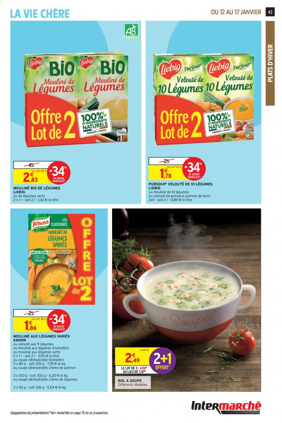 thumbnail - Catalogue Intermarché Super - 12/01/2021 - 17/01/2021 - Produits soldés - potimarron, Knorr, velouté, mouliné de légumes. Page 43.