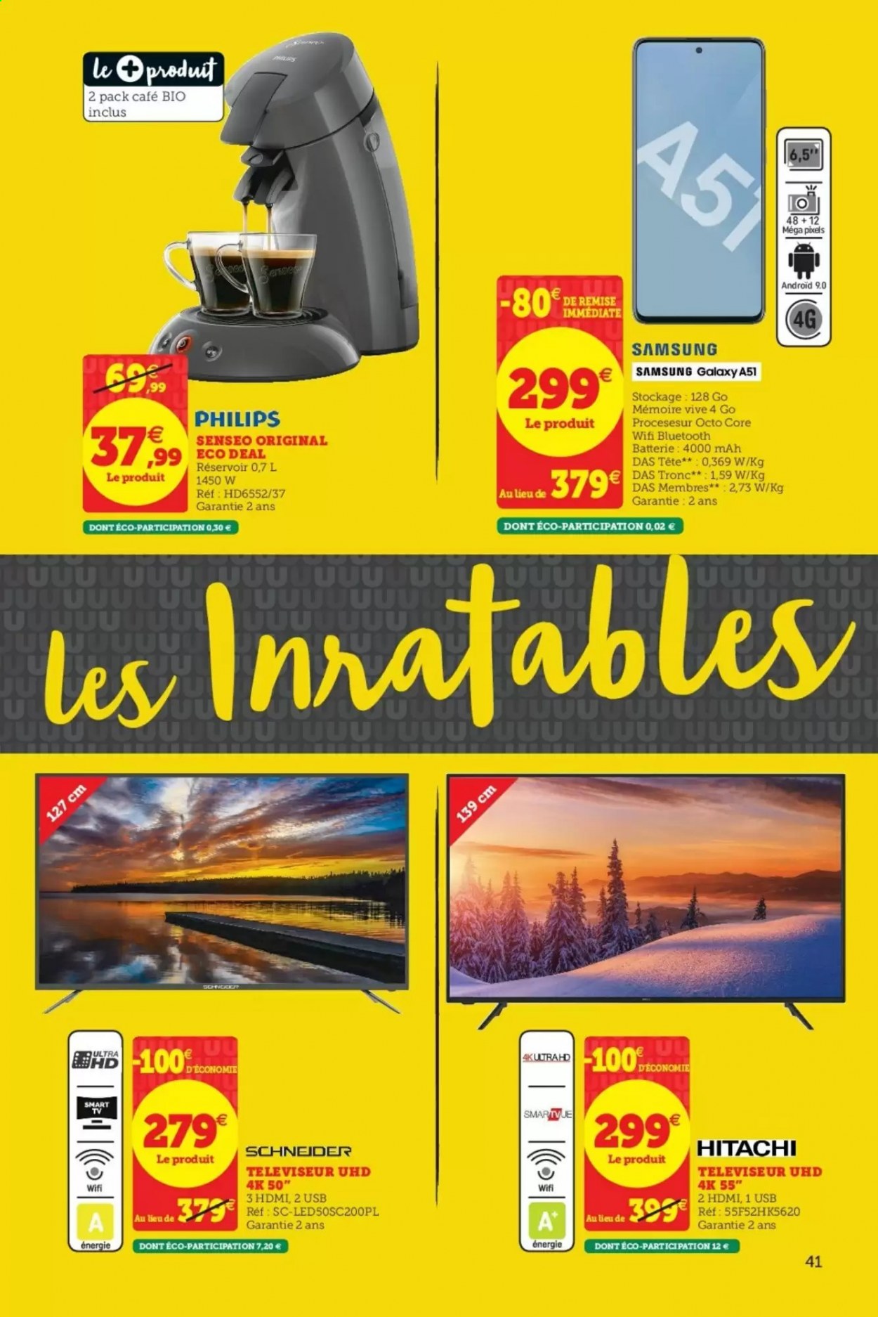 thumbnail - Catalogue HYPER U - 12/01/2021 - 23/01/2021 - Produits soldés - Philips, Samsung, café, Senseo, Samsung Galaxy A51, téléviseur, smart tv. Page 41.