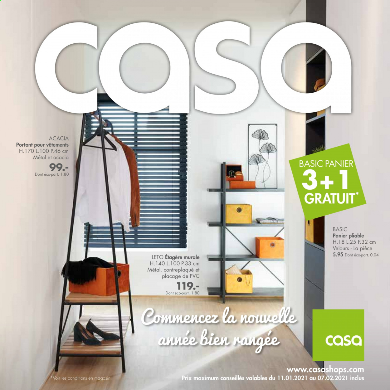 thumbnail - Catalogue CASA - 11/01/2021 - 07/02/2021 - Produits soldés - panier, étagère, portant. Page 1.