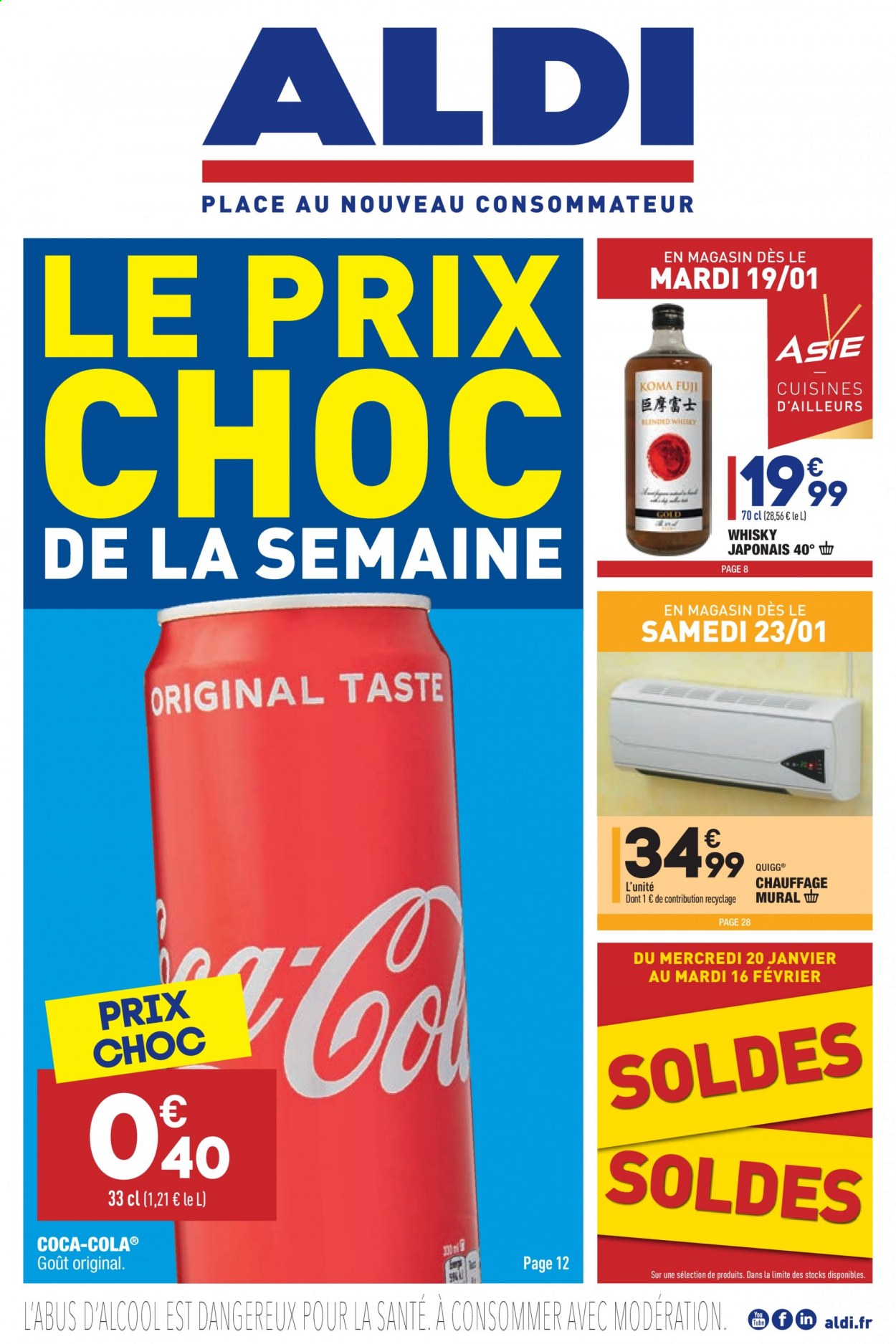 thumbnail - Catalogue ALDI - 19/01/2021 - 25/01/2021 - Produits soldés - Coca-Cola, whisky. Page 1.
