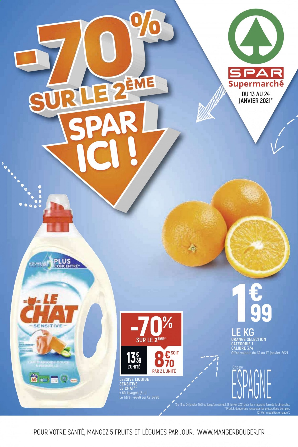 thumbnail - Catalogue Spar Supermarché - 13/01/2021 - 24/01/2021 - Produits soldés - Le Chat, lessive. Page 1.