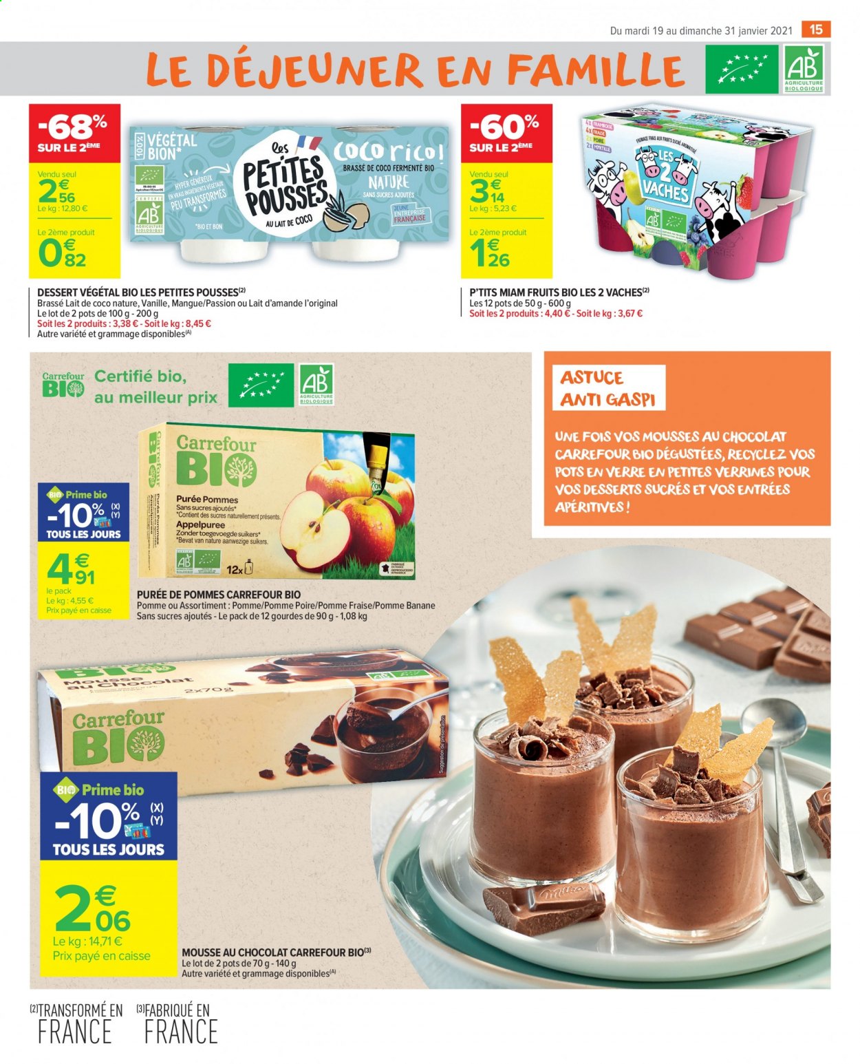 thumbnail - Catalogue Carrefour Market - 19/01/2021 - 31/01/2021 - Produits soldés - dessert, mousse au chocolat. Page 15.