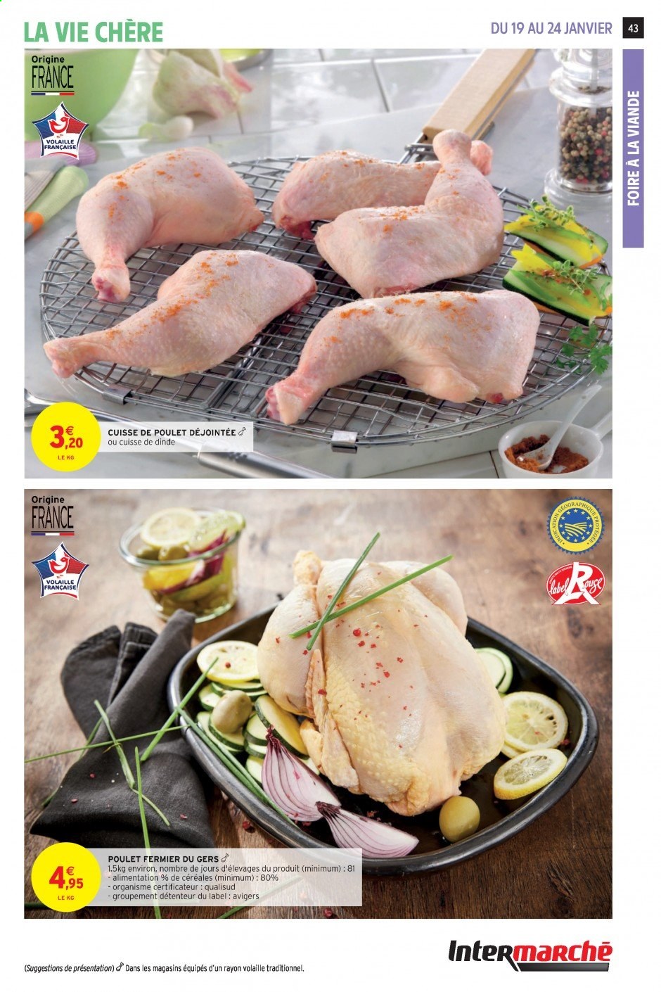 thumbnail - Catalogue Intermarché Super - 19/01/2021 - 24/01/2021 - Produits soldés - viande de poulet, viande de dinde, cuisse de dinde, cuisse de poulet. Page 43.