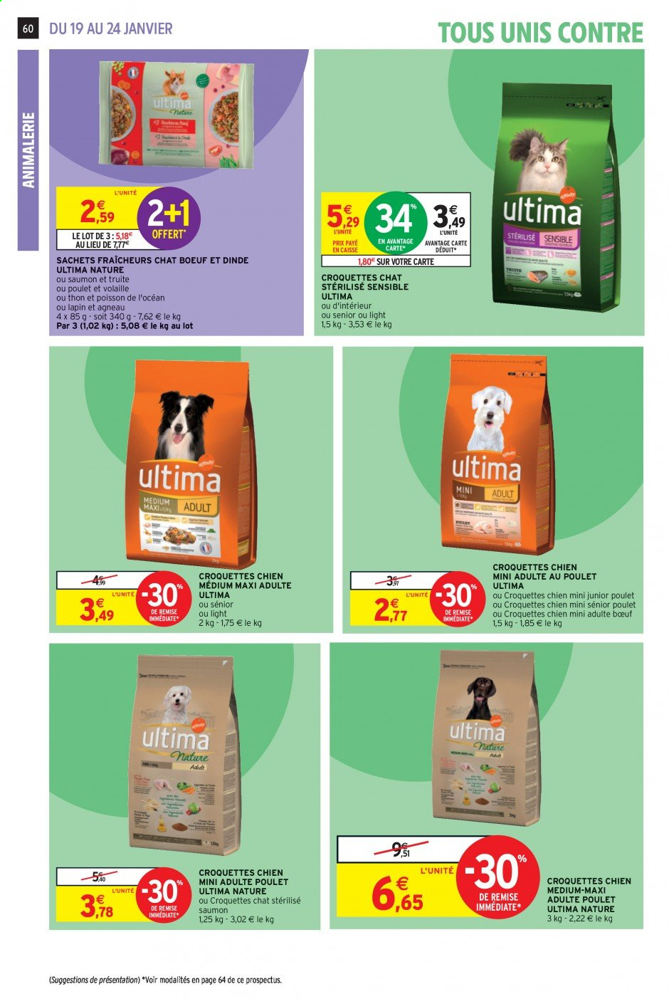 thumbnail - Catalogue Intermarché Super - 19/01/2021 - 24/01/2021 - Produits soldés - croquettes chat, repas pour chat, croquettes chien. Page 60.