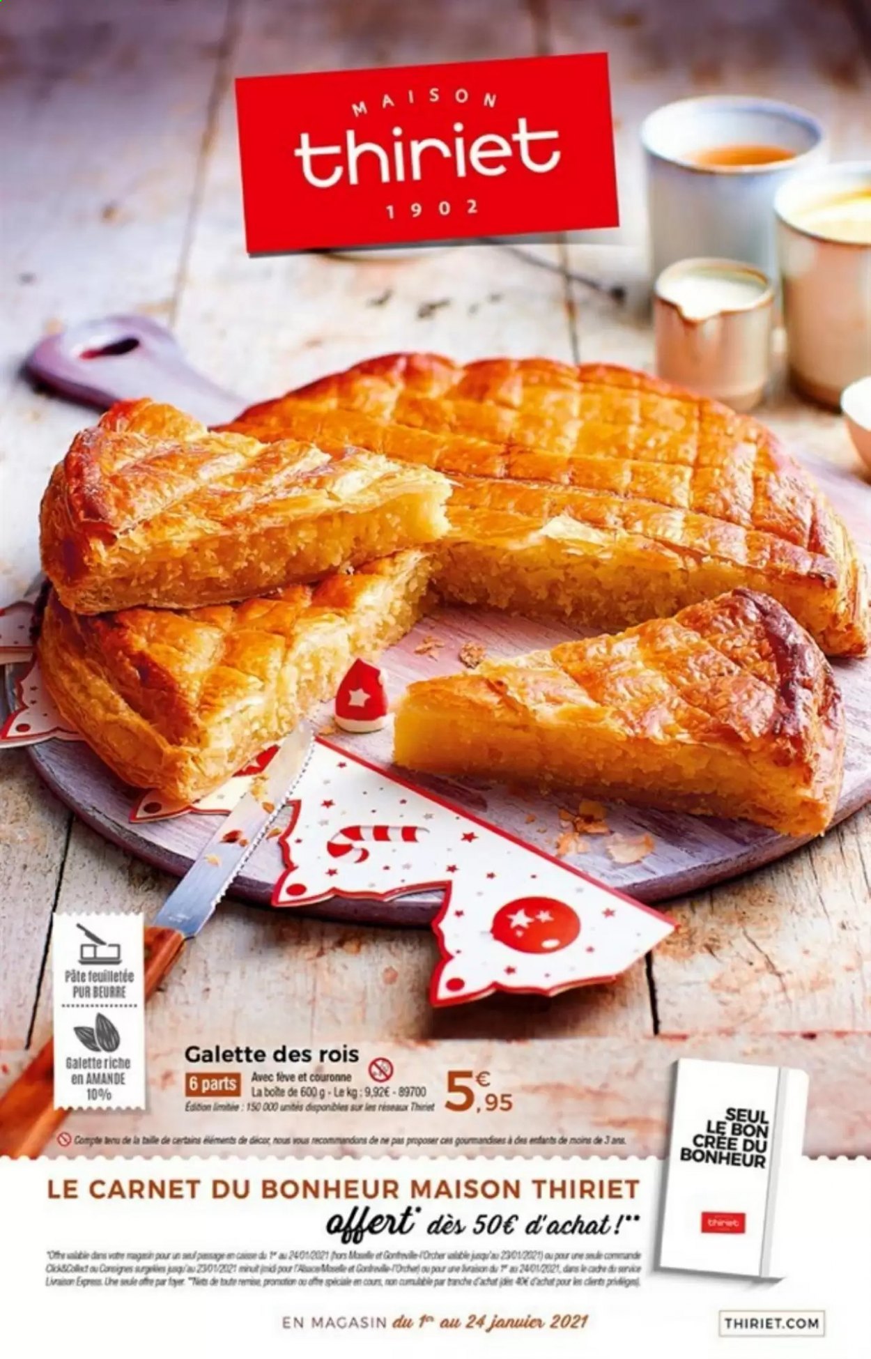 thumbnail - Catalogue Thiriet - 01/01/2021 - 24/01/2021 - Produits soldés - galettes, galette des rois, pâte feuilletée, fèves. Page 1.