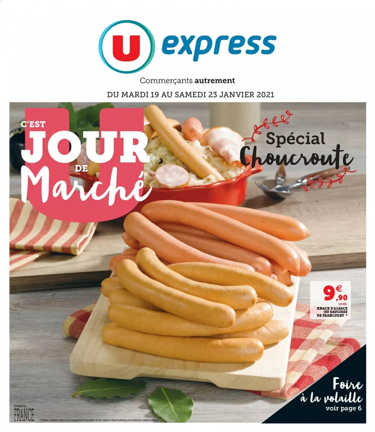 thumbnail - Catalogue U express - 19/01/2021 - 23/01/2021 - Produits soldés - knack d'Alsace, saucisse. Page 1.