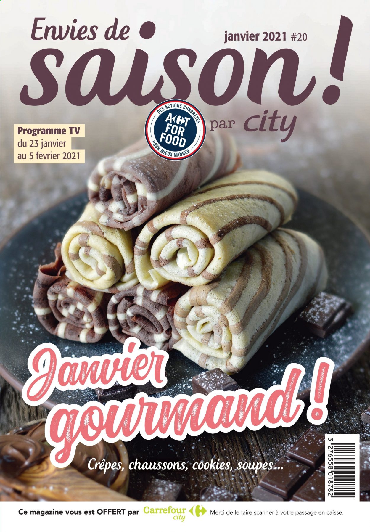 thumbnail - Catalogue Carrefour City - 23/01/2021 - 05/02/2021 - Produits soldés - crêpes, cookies, magazine. Page 1.