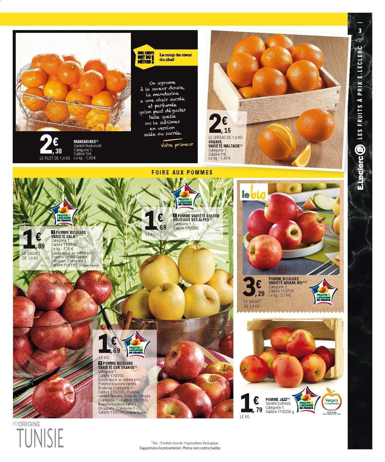 thumbnail - Catalogue E.Leclerc - 26/01/2021 - 30/01/2021 - Produits soldés - mandarines, Golden Delicious. Page 3.