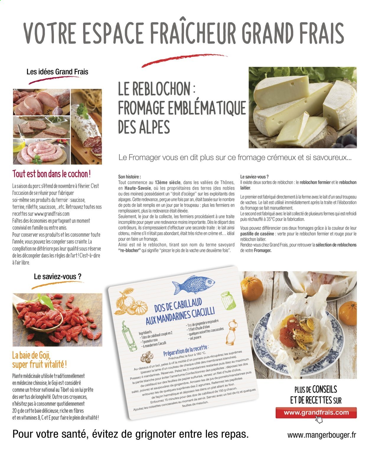 thumbnail - Catalogue Grand Frais - 20/01/2021 - 31/01/2021 - Produits soldés - pomelo, cabillaud, saucisse, saucisson, terrine, Reblochon, papillotes, noisettes. Page 11.