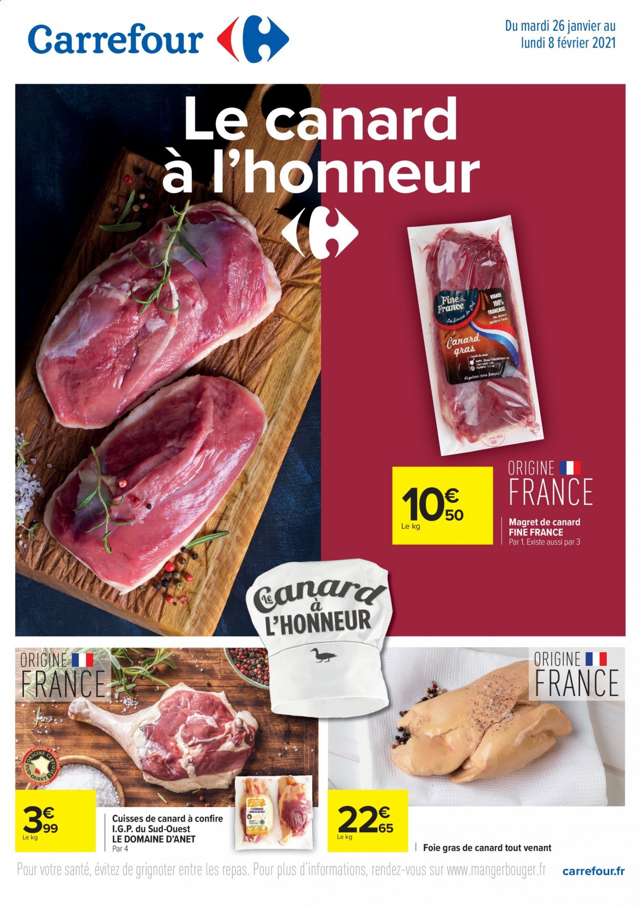 thumbnail - Catalogue Carrefour Hypermarchés - 26/01/2021 - 08/02/2021 - Produits soldés - magret de canard, cuisse de canard, foie gras. Page 1.