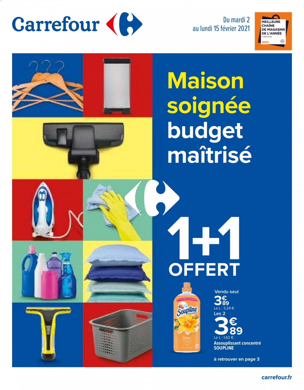 thumbnail - Catalogue Carrefour Hypermarchés - 02/02/2021 - 15/02/2021 - Produits soldés - assouplissant, Soupline, maison. Page 1.