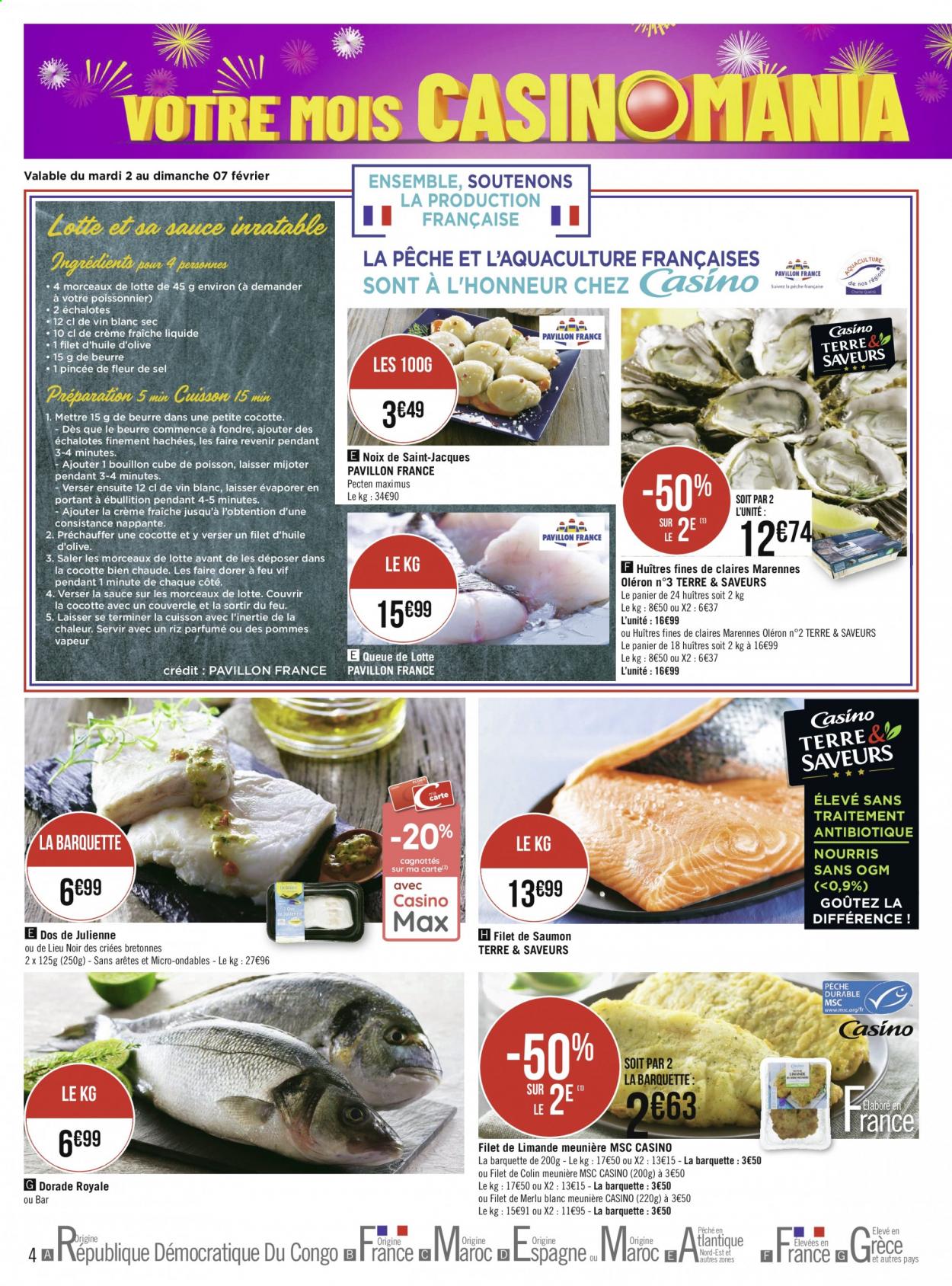 thumbnail - Catalogue Géant Casino - 01/02/2021 - 14/02/2021 - Produits soldés - échalotes, colin, queue de lotte, limande, dorade, pavés de saumon, bouillon, riz, portant. Page 4.