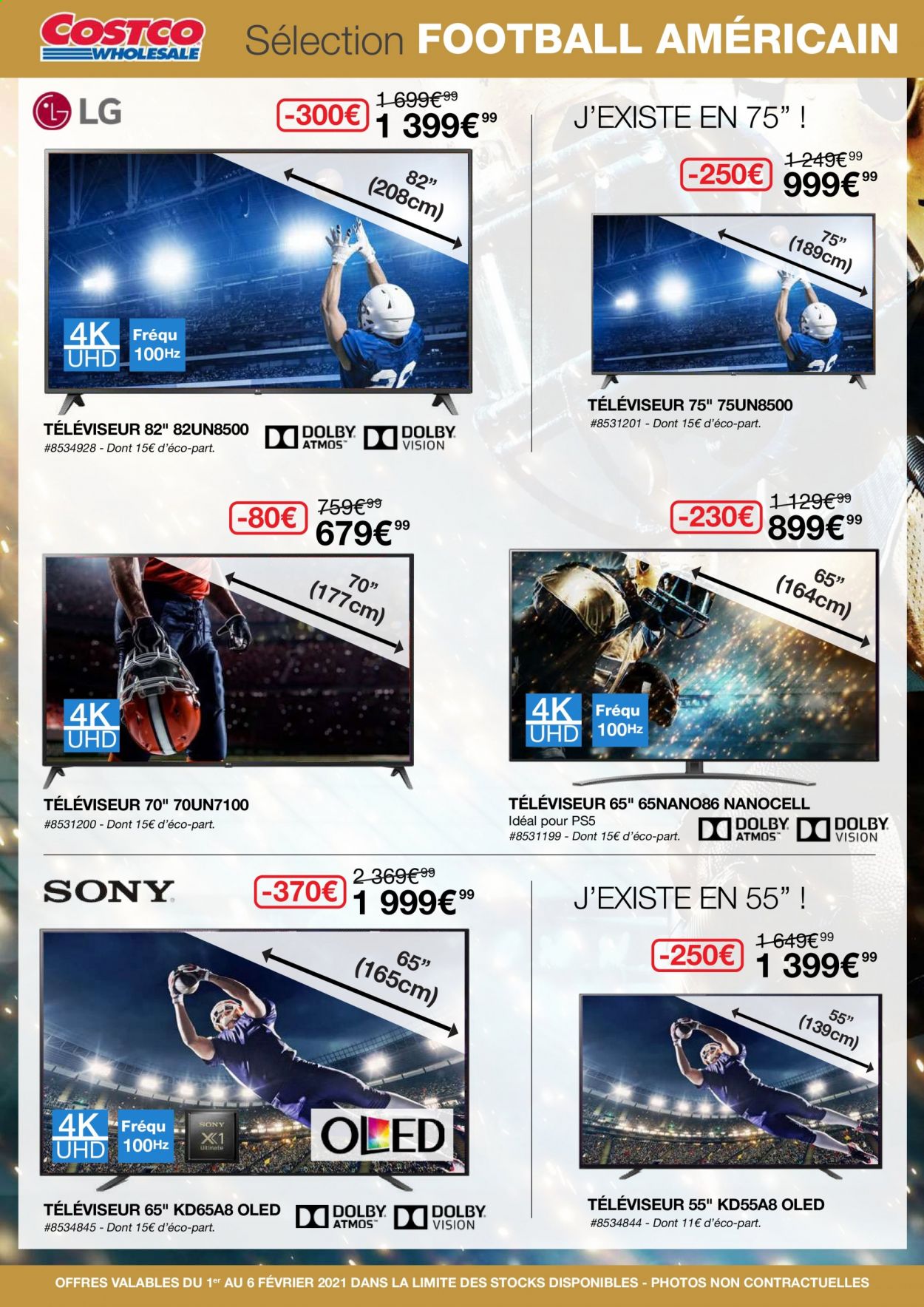 thumbnail - Catalogue Costco - 01/02/2021 - 06/02/2021 - Produits soldés - LG, Sony, téléviseur. Page 1.