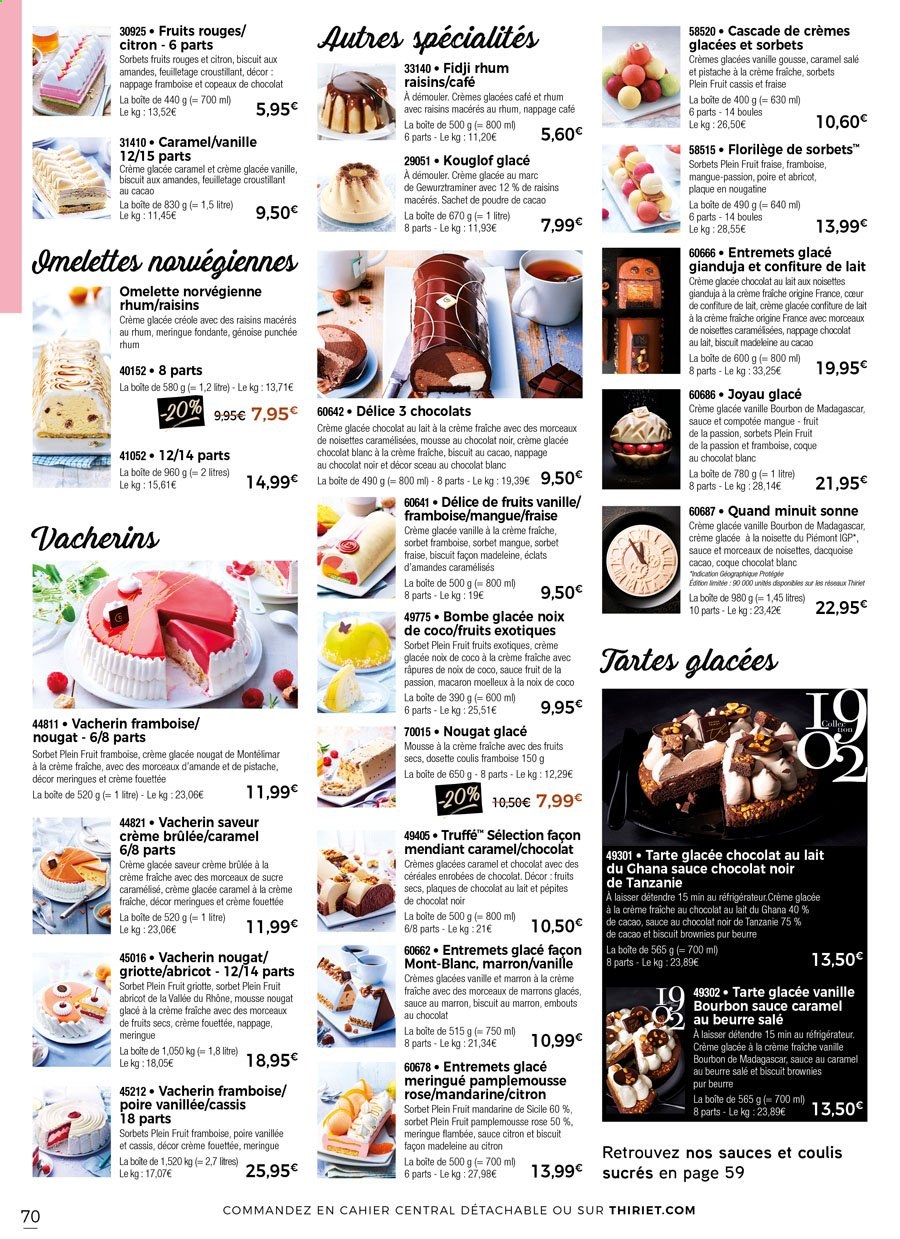 thumbnail - Catalogue Thiriet - 01/02/2021 - 28/02/2021 - Produits soldés - mandarines, pamplemousse, tarte, macarons, truffe, Vacherin, mousse au chocolat, glace, sorbet, omelette norvégienne, mendiant, marrons glacés, céréales, fruits séchés, vin blanc. Page 72.