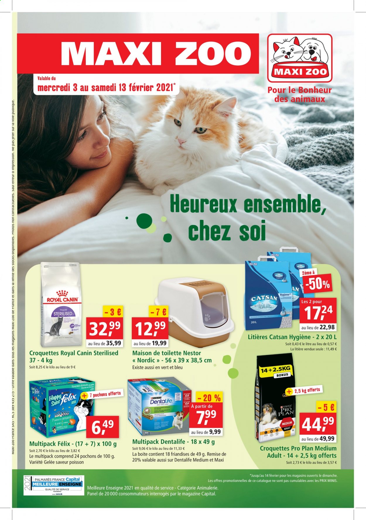 thumbnail - Catalogue Maxi ZOO - 03/02/2021 - 13/02/2021 - Produits soldés - litière, toilettes pour animaux, Felix. Page 1.