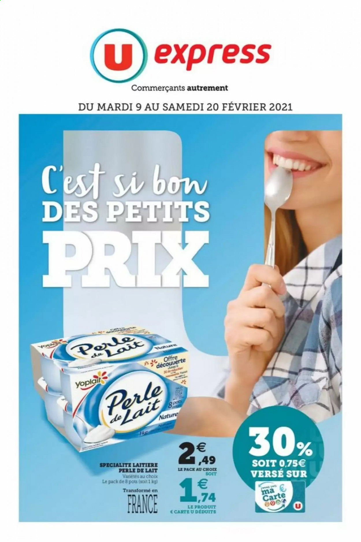 thumbnail - Catalogue U express - 09/02/2021 - 20/02/2021 - Produits soldés - Yoplait, dessert au lait. Page 1.