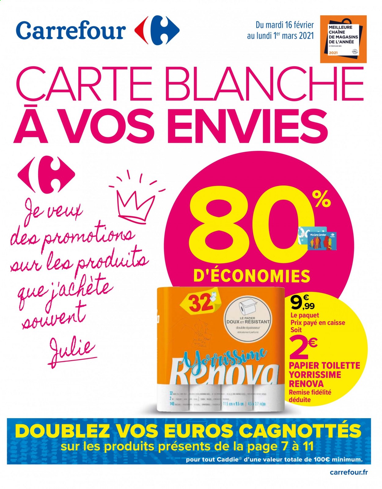 thumbnail - Catalogue Carrefour Hypermarchés - 16/02/2021 - 01/03/2021 - Produits soldés - papier toilette. Page 1.