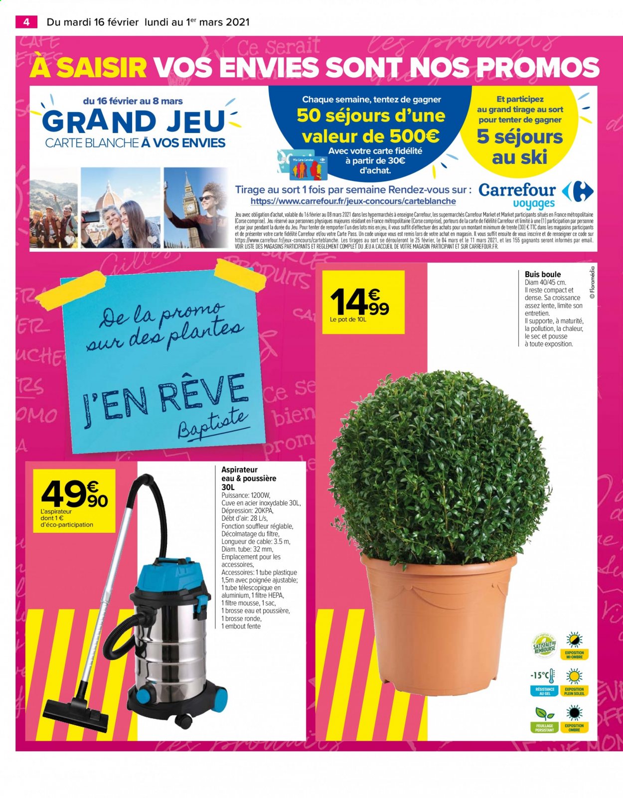 thumbnail - Catalogue Carrefour Hypermarchés - 16/02/2021 - 01/03/2021 - Produits soldés - café, OMO, aspirateur, ski, buis boule. Page 4.