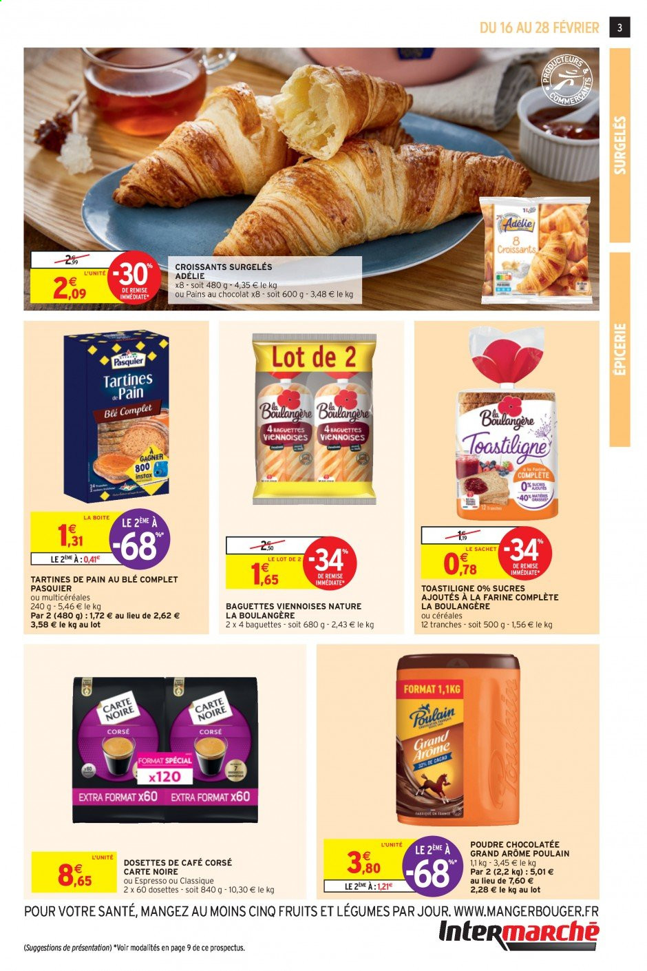 thumbnail - Catalogue Intermarché - 16/02/2021 - 28/02/2021 - Produits soldés - croissant, baguette, pain au chocolat, dosettes de café, Carte Noire. Page 3.