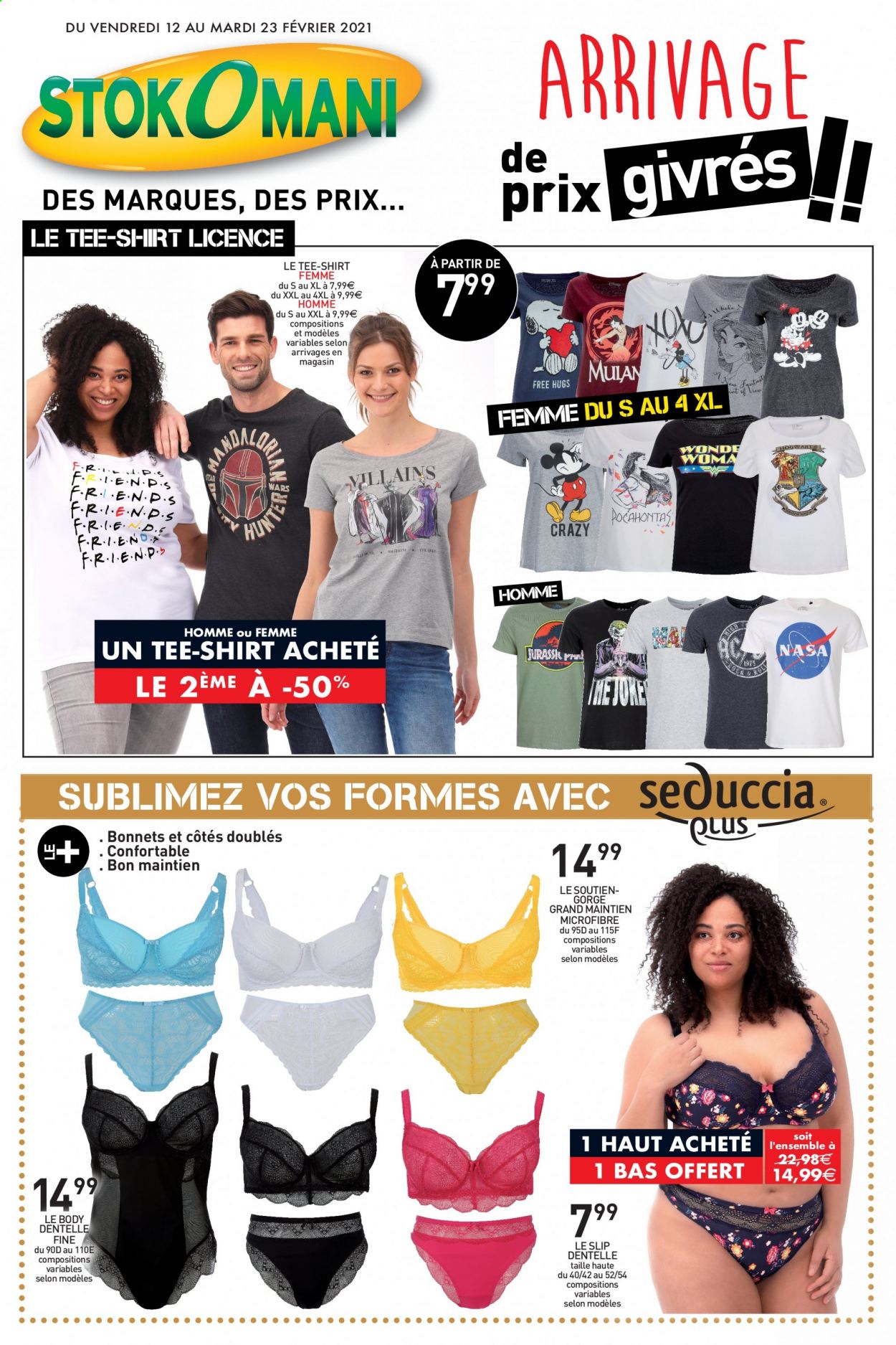 thumbnail - Catalogue Stokomani - 12/02/2021 - 23/02/2021 - Produits soldés - t-shirt, slip, body. Page 1.