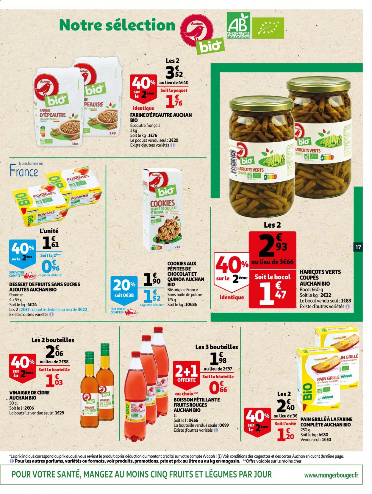 thumbnail - Catalogue Auchan - 24/02/2021 - 02/03/2021 - Produits soldés - dessert, haricots, cookies, vinaigre, vinaigre de cidre. Page 17.