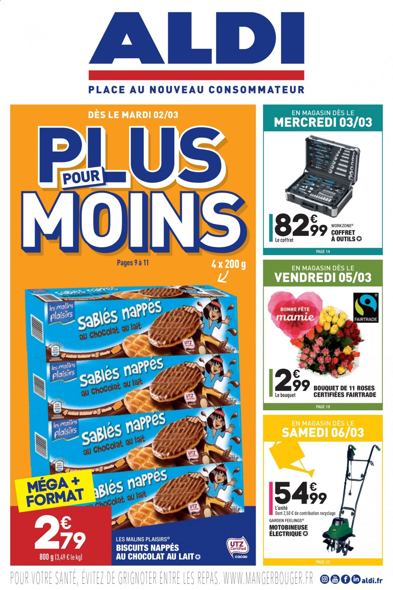 thumbnail - Catalogue ALDI - 02/03/2021 - 08/03/2021 - Produits soldés - biscuits, sablés, motobineuse. Page 1.