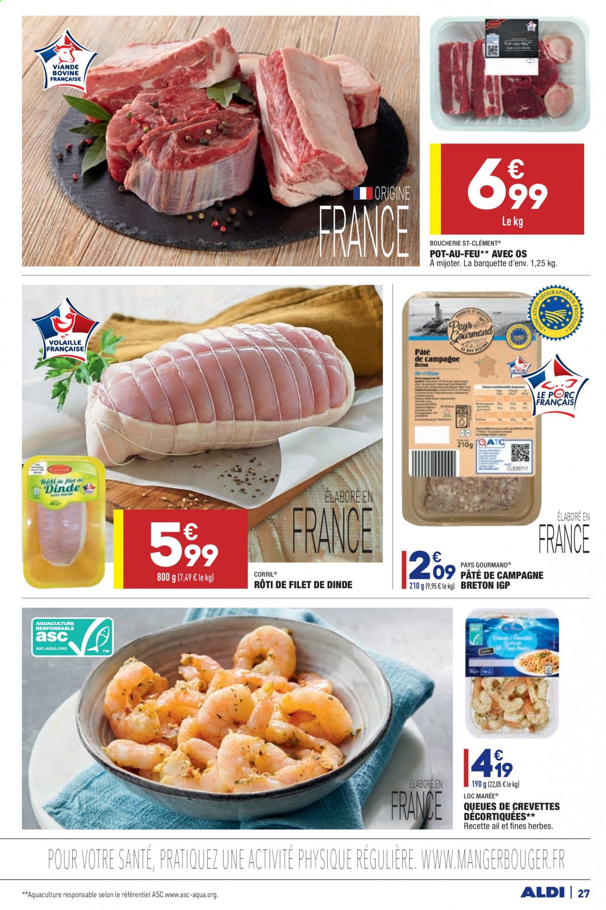 thumbnail - Catalogue ALDI - 02/03/2021 - 08/03/2021 - Produits soldés - pot-au-feu, viande de dinde, crevettes. Page 27.