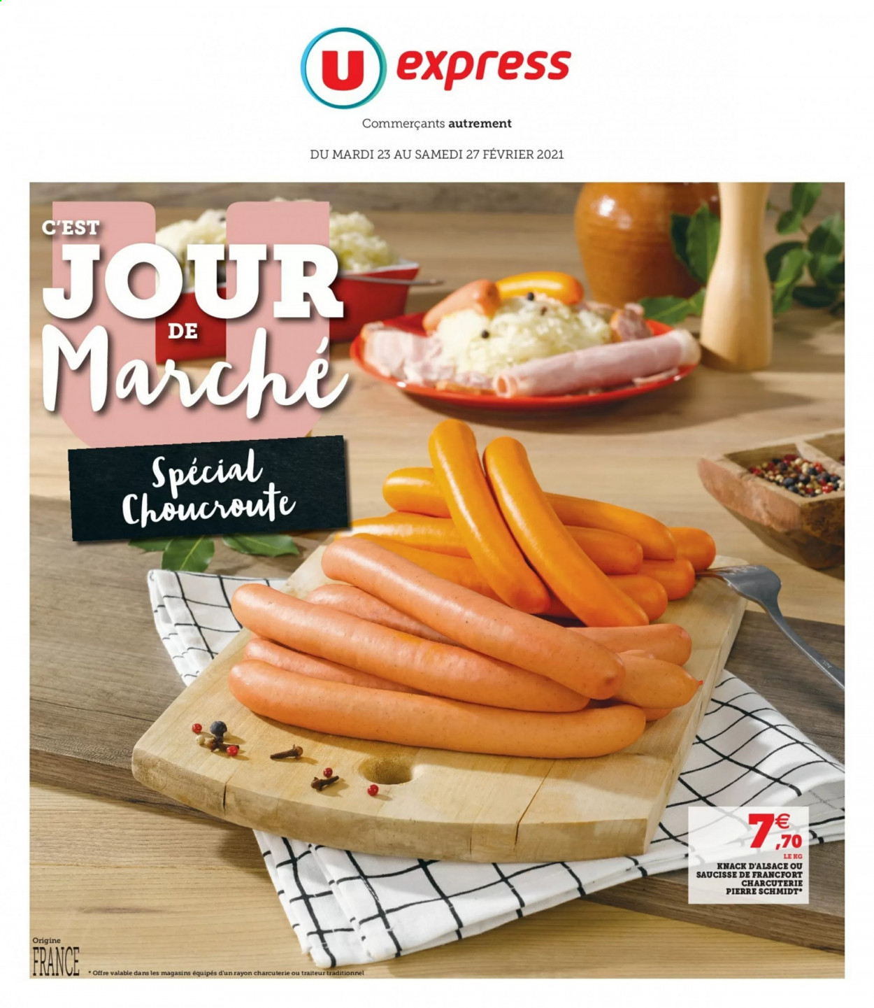thumbnail - Catalogue U express - 23/02/2021 - 27/02/2021 - Produits soldés - choucroute, knack d'Alsace. Page 1.