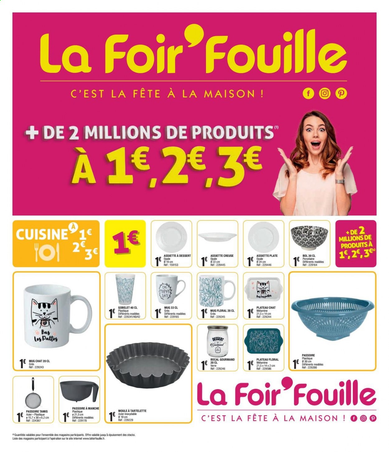 thumbnail - Catalogue La Foir'Fouille - 17/02/2021 - 09/03/2021 - Produits soldés - assiette, mug, passoire, verre, bocal. Page 1.