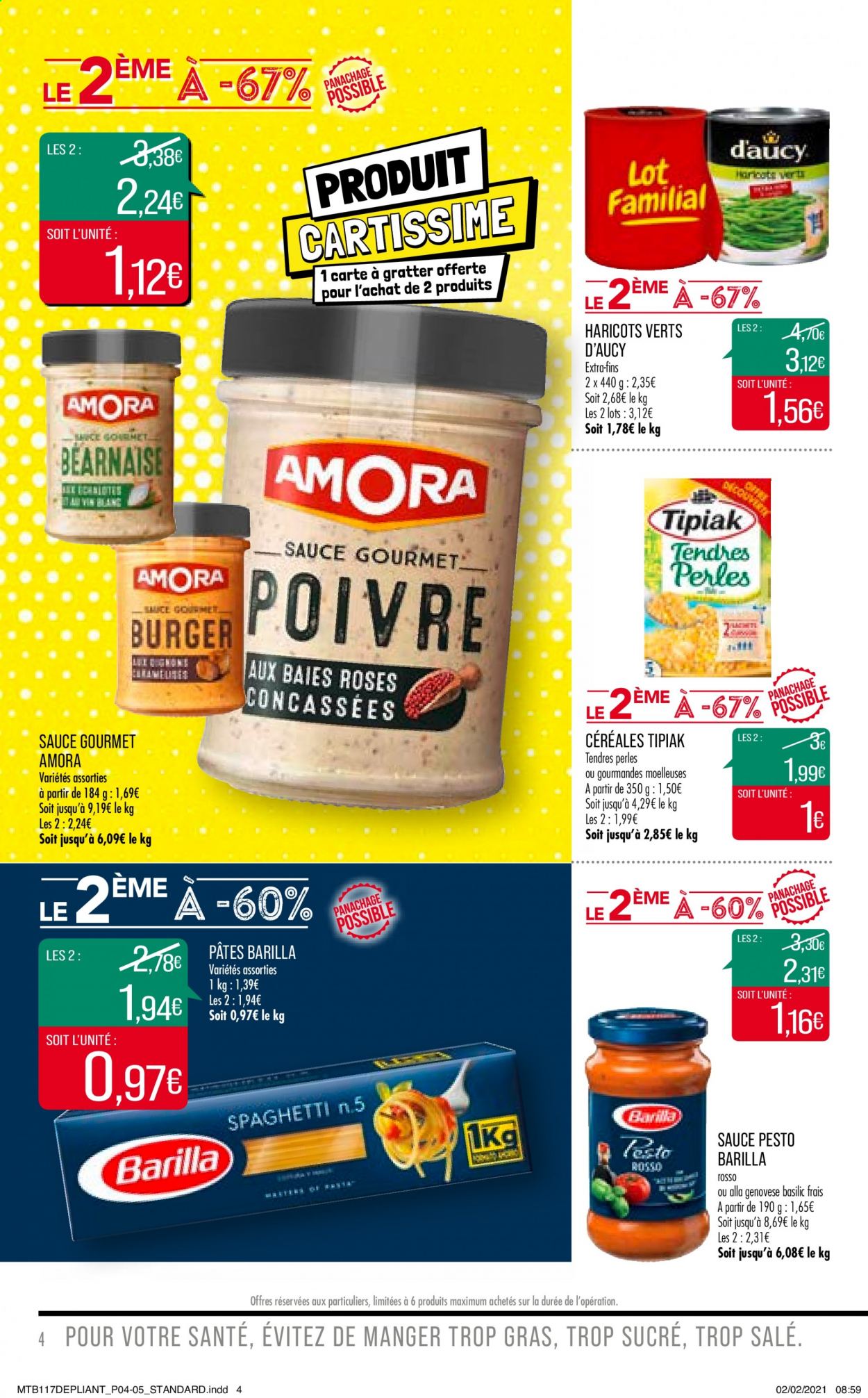 thumbnail - Catalogue Supermarché Match - 23/02/2021 - 07/03/2021 - Produits soldés - Tipiak, haricots, Barilla, céréales, pâtes, basilic, pesto. Page 4.