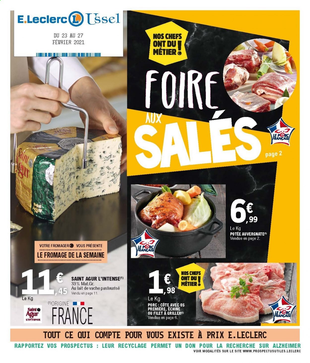 thumbnail - Catalogue E.Leclerc - 23/02/2021 - 27/02/2021 - Produits soldés - fromage, Saint Agur, bleu fromage. Page 1.